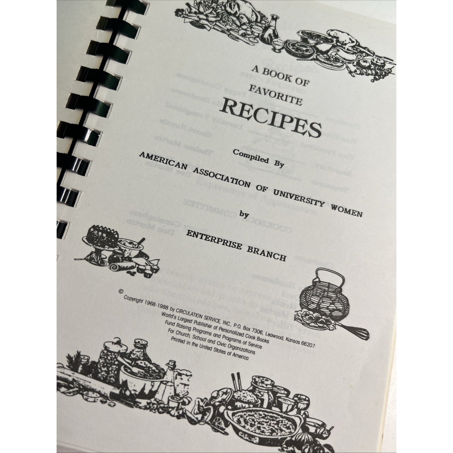 1988 Cookbook American Association Of University Women Enterprise Alabama Recipe