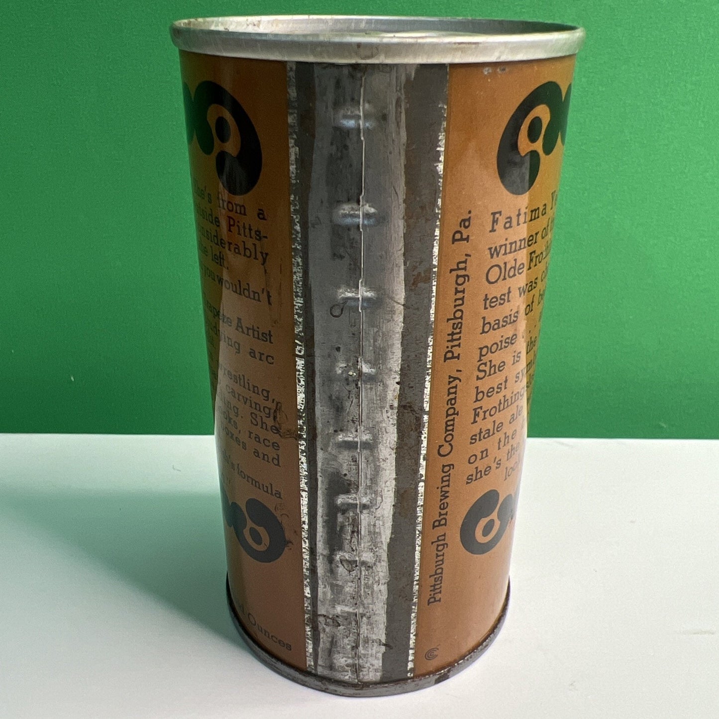 OLDE FROTHINGSLOSH Vtg Steel BEER Can ALUMINUM PULL TOP PITTSBURGH PA Brown 1969