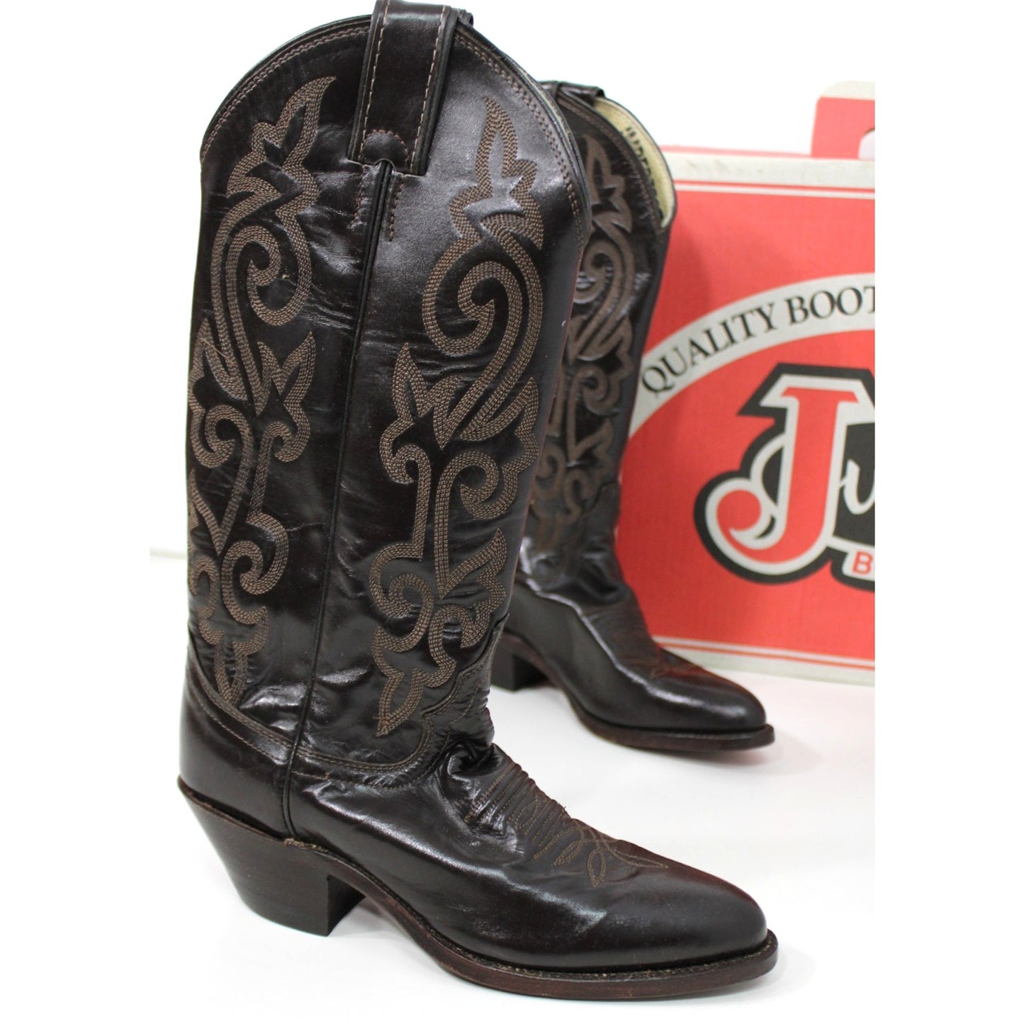 Beautiful Size 5B Justin London Brown Leather Western Cowboy Boots Style #4915