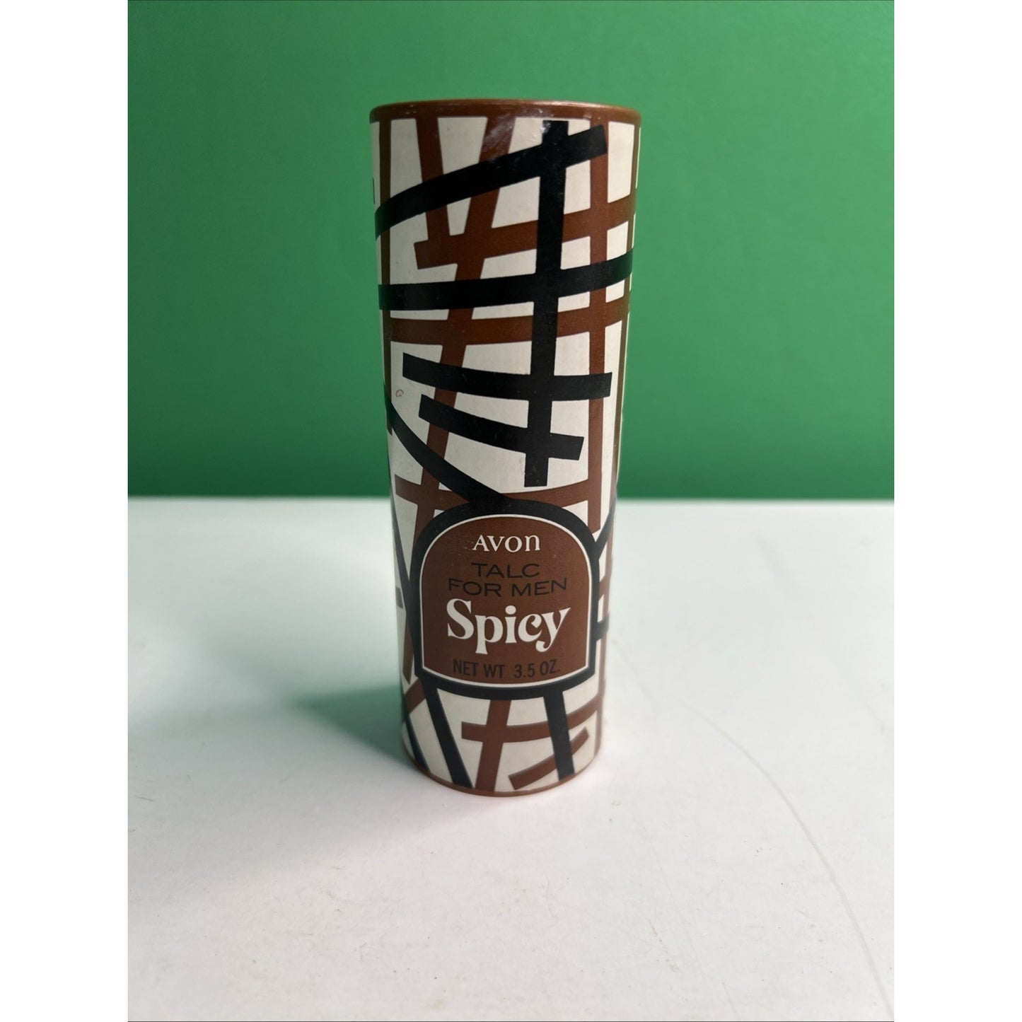 Vintage Avon Talc For Men Spicy Brown and Black Canister Original 3.5 oz