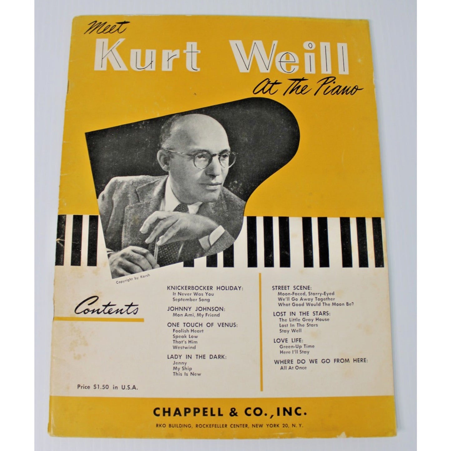 Vintage "Meet Kurt Weill At The Piano" Sheet Music Book, Great Condition!