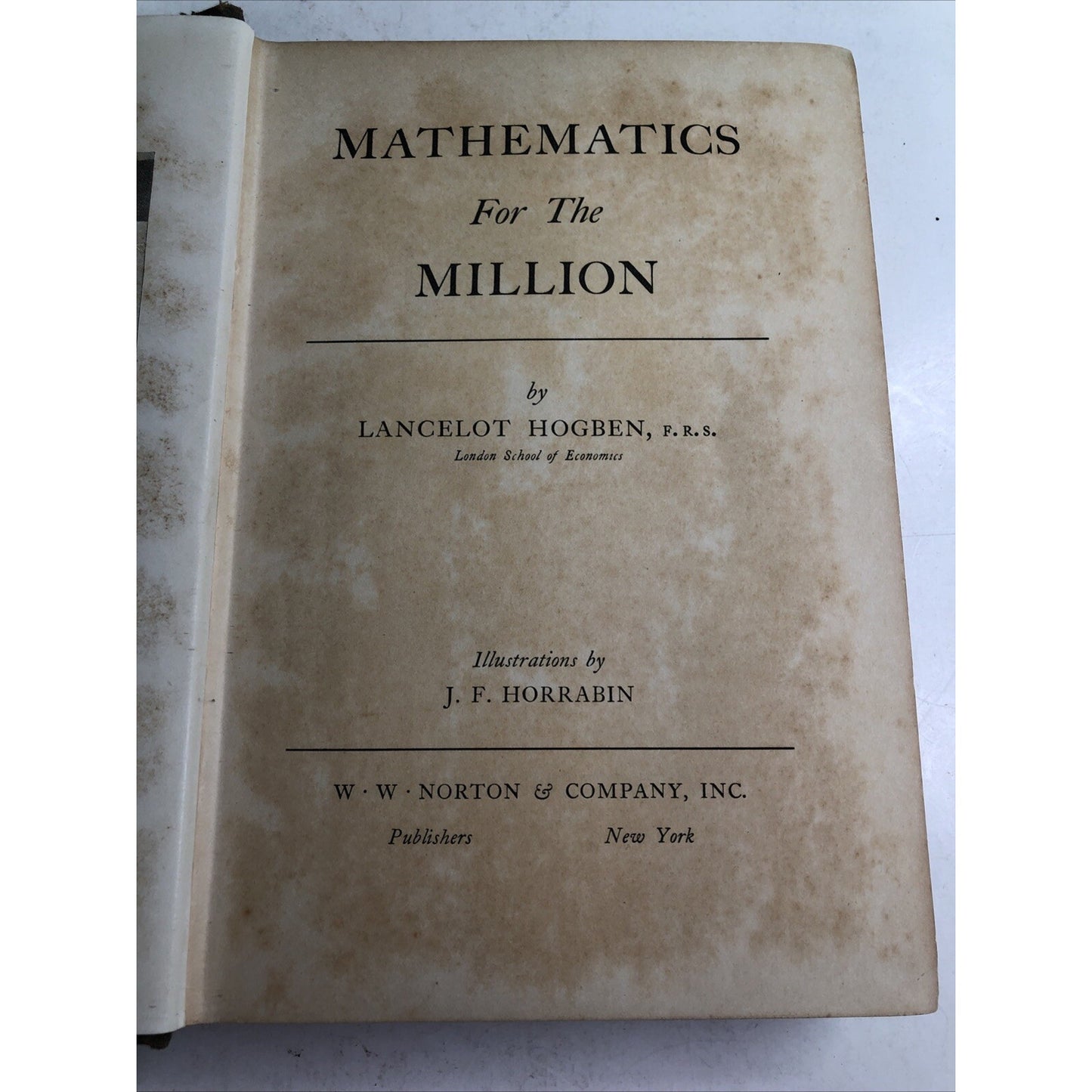 Mathematics for the Million Lancelot Hogben 1937