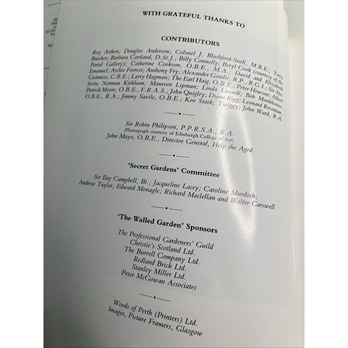 1988 Secret Gardens Book Christie’s Scotland Auction Catalog Help The Aged