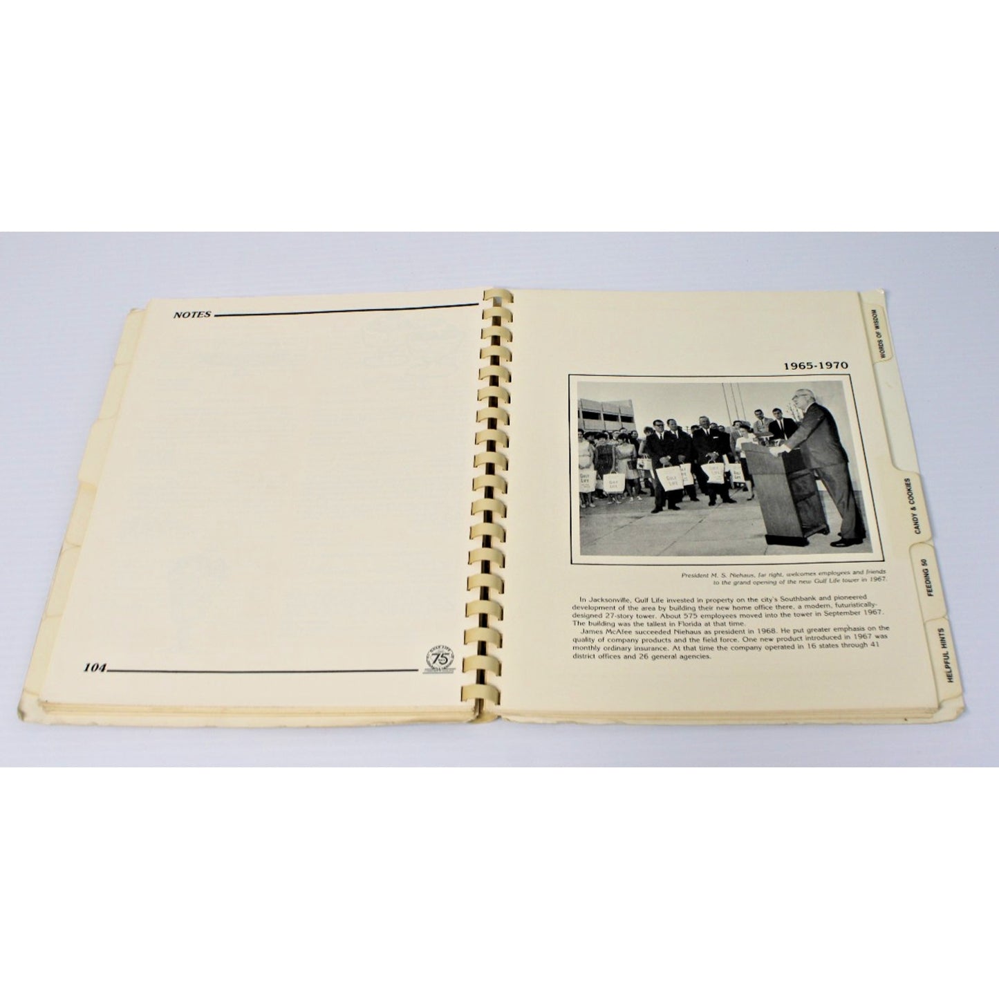 Vintage 1986 Cookbook- GULF LIFE's 75th Anniversary Gourmet Guide- Local Recipes