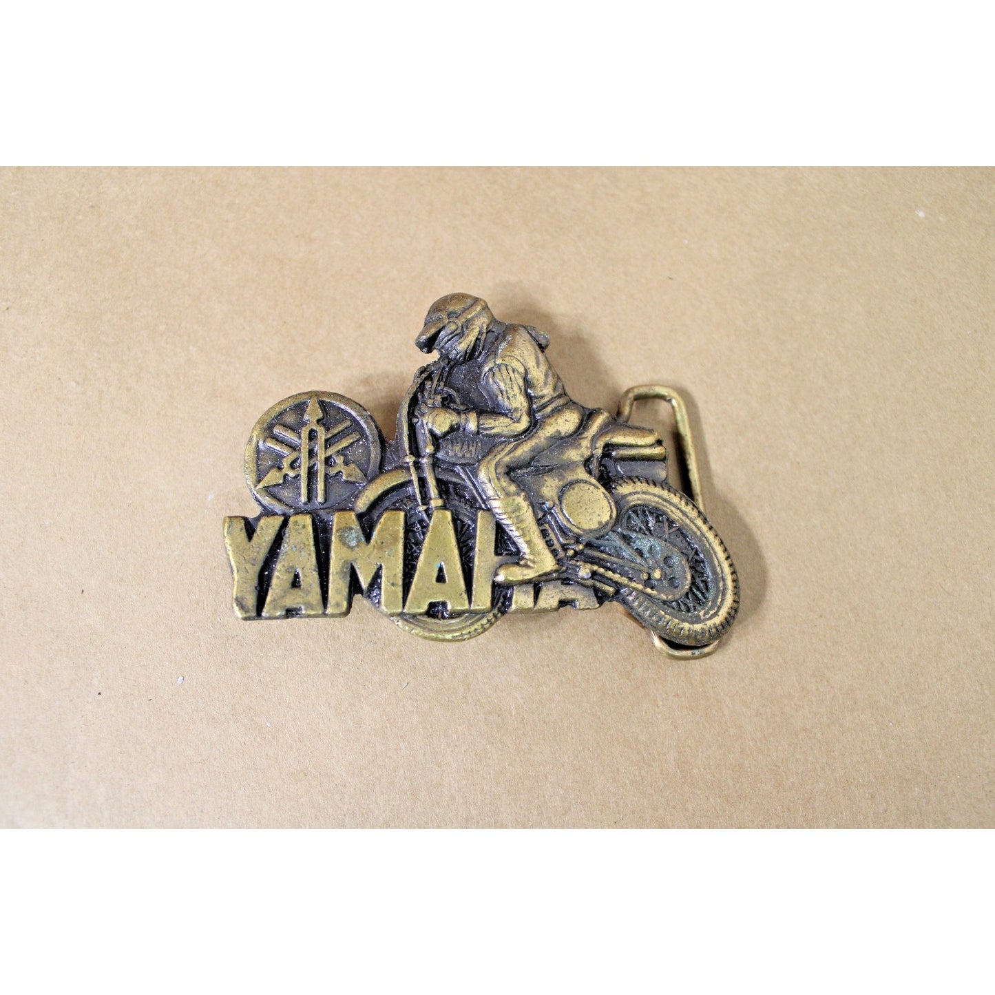 Vintage Brass Yamaha Motorcycle Dirt Bike Motocross 1980s Belt Buckle