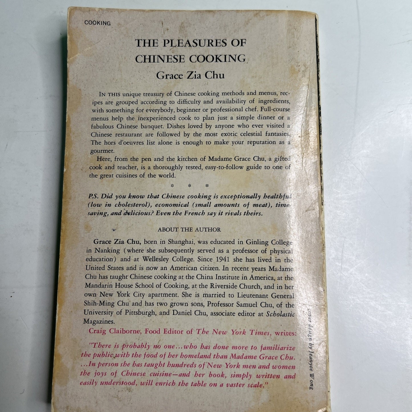 The Pleasures Of Chinese Cooking By Grace Zia Chu PB 1973 Cornerstone Library