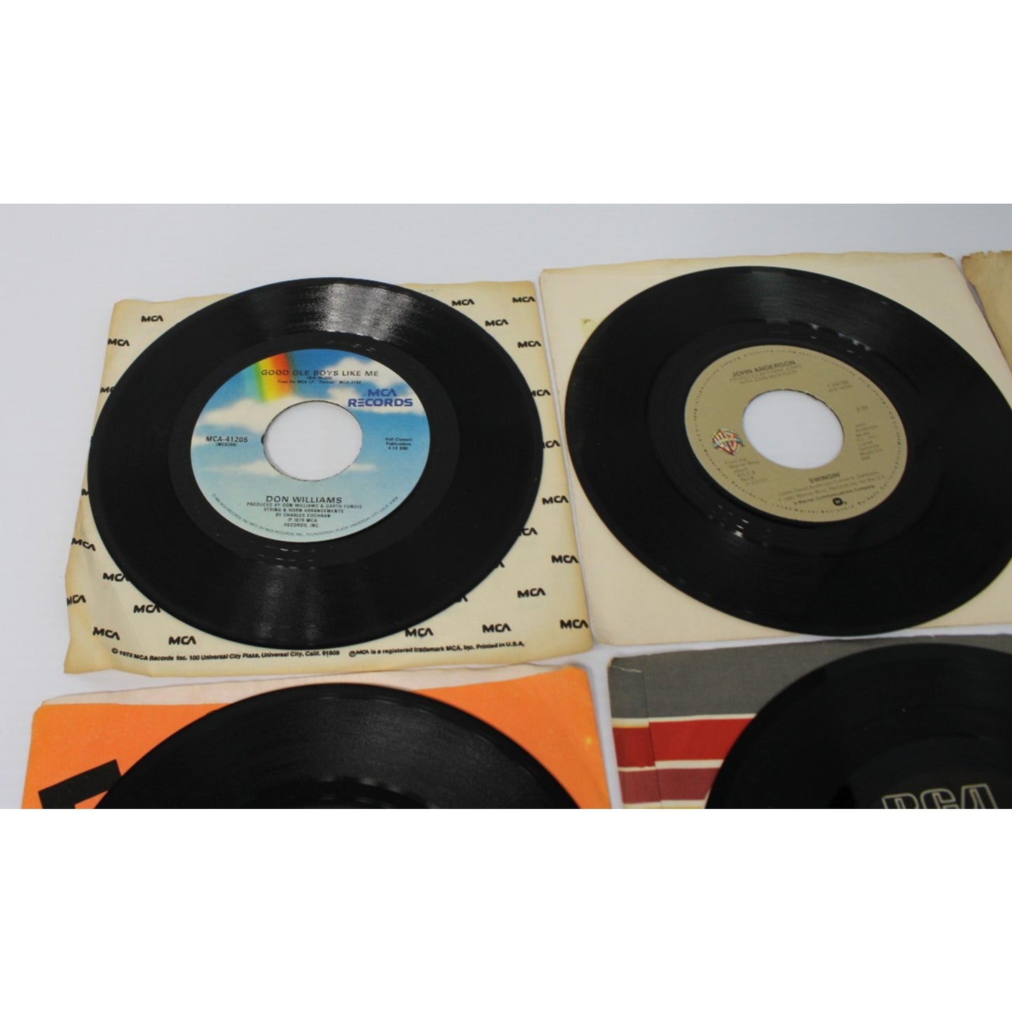 Lot of 8 Country 7" 45 RPM, 70s-80s Kenny Rogers, Charlie Rich, Don Williams- EX