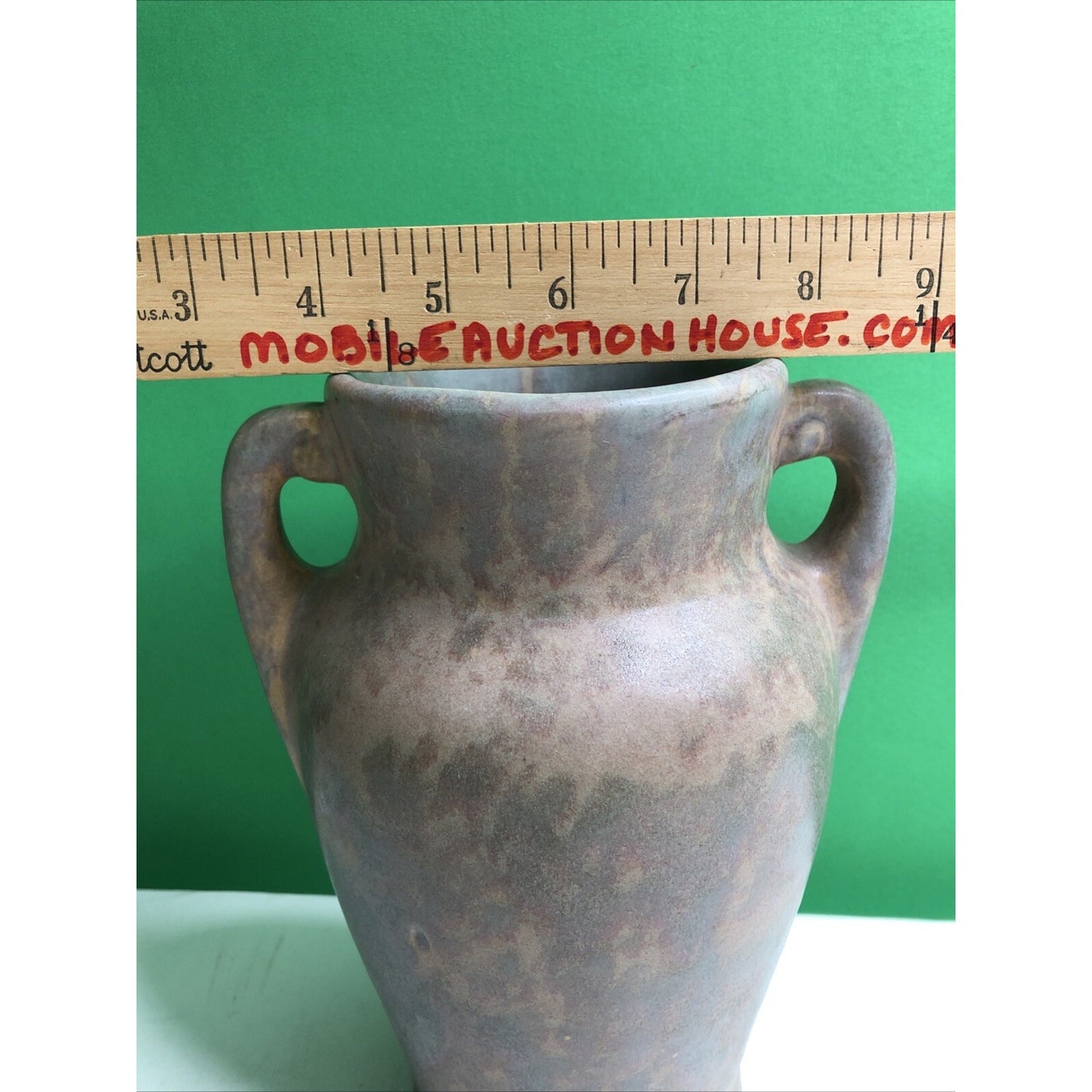 Brush McCoy 1930s Vintage Art Deco Pottery Mottled Brown Ceramic Vase