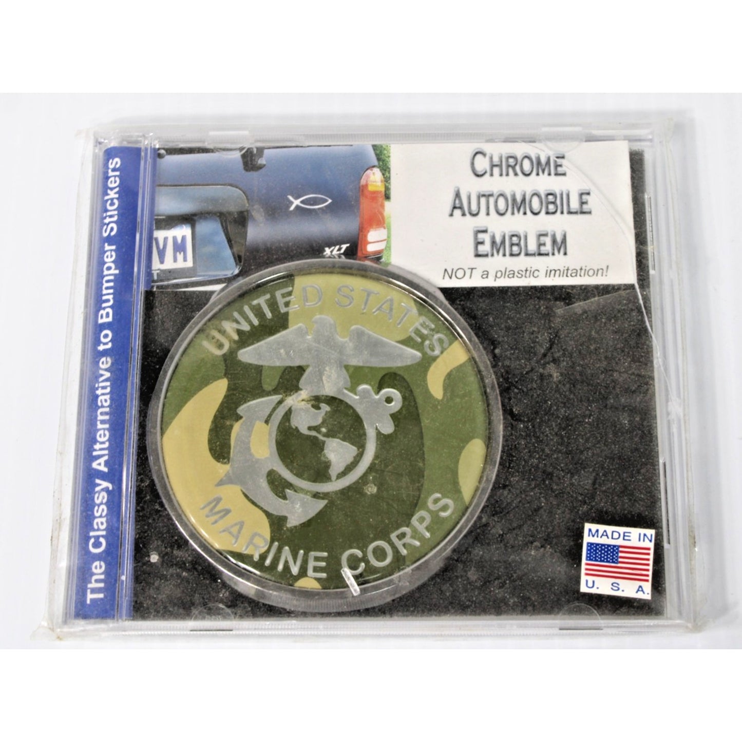 USMC -All Metal- United States Marine Corps Camo Seal Insignia Chrome Emblem NOS