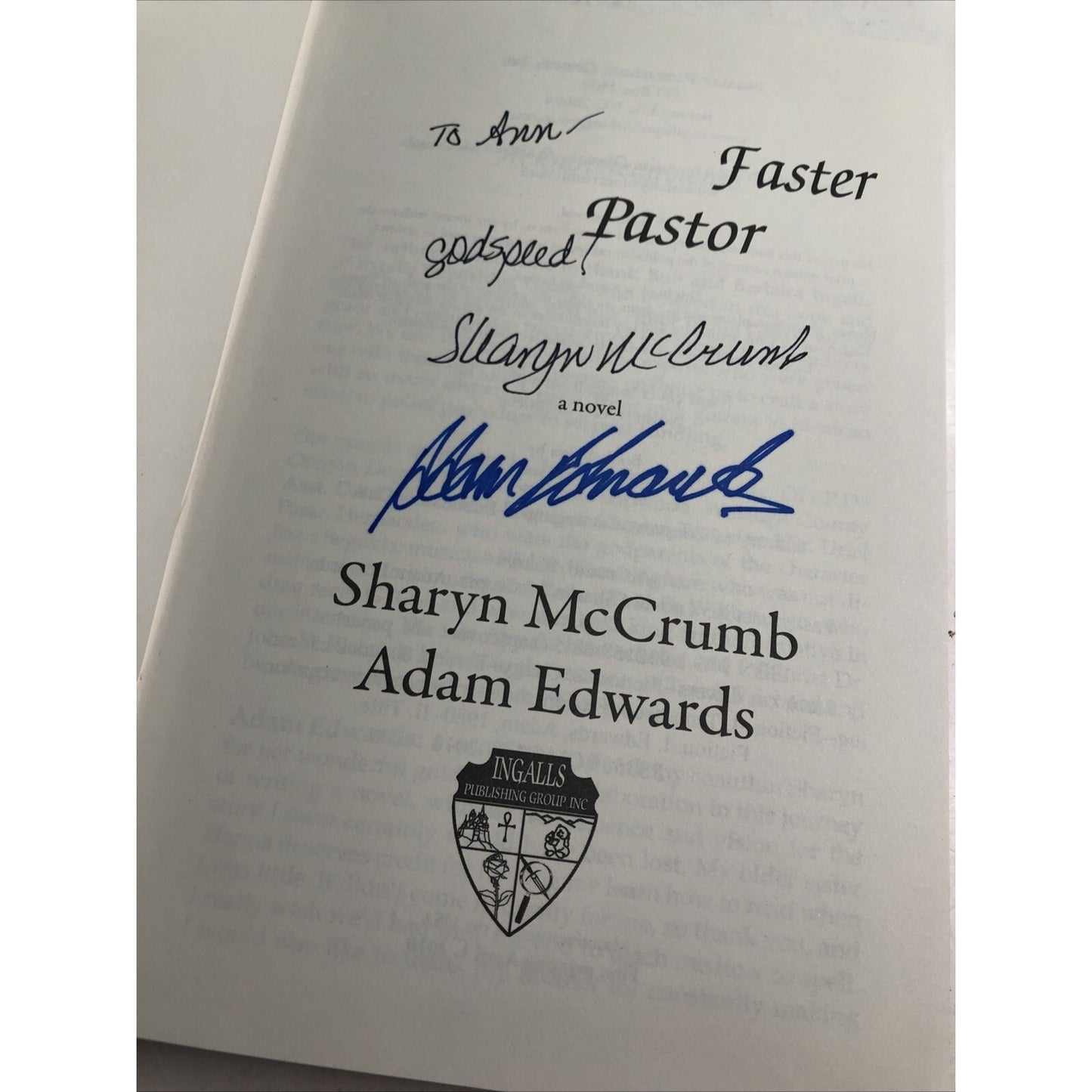FASTER PASTOR By Sharyn Mccrumb & Adam Edwards SIGNED BY BOTH AUTHORS 2010 HC DJ