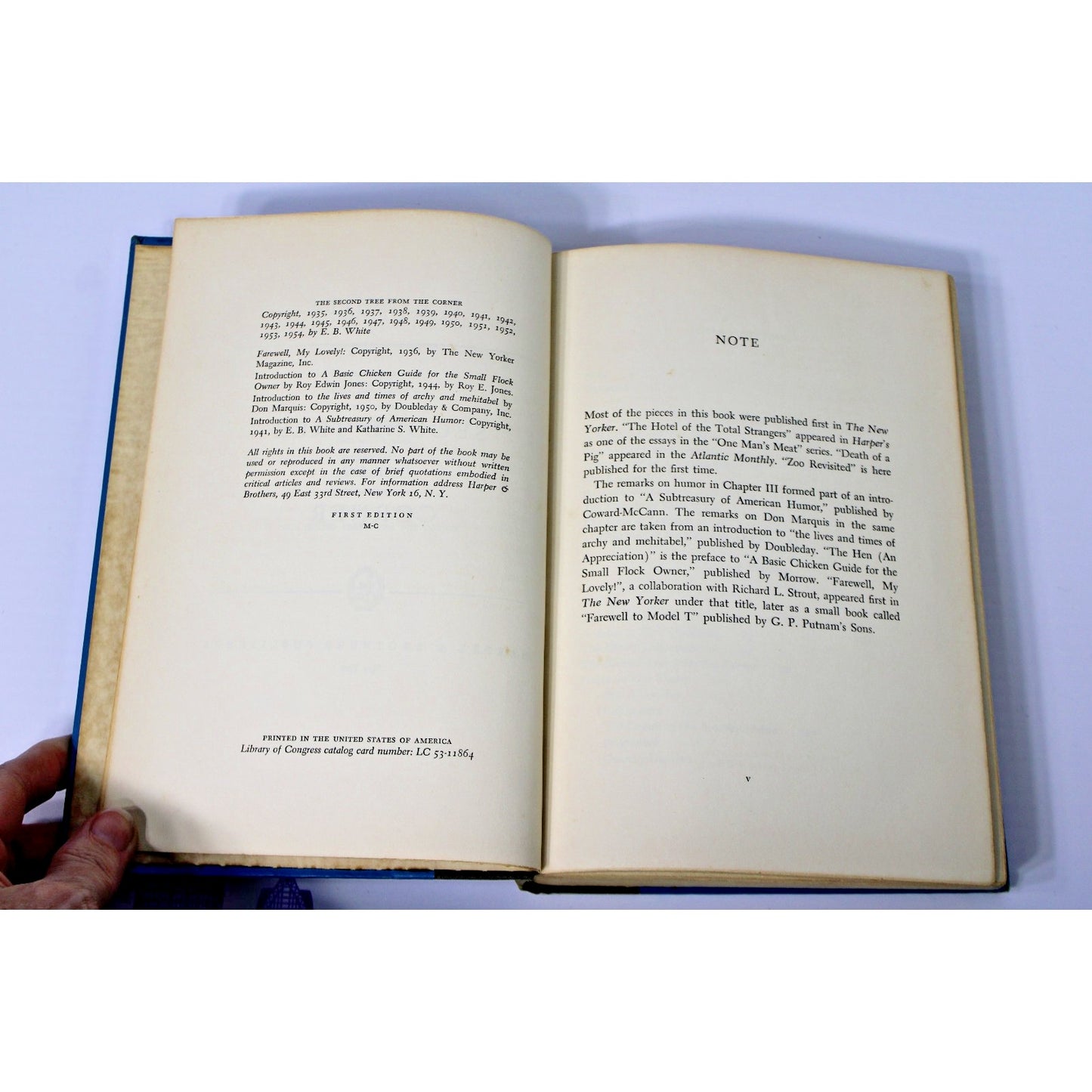 The Second Tree from the Corner- E.B. White 1954 First Edition 1st Printing HC