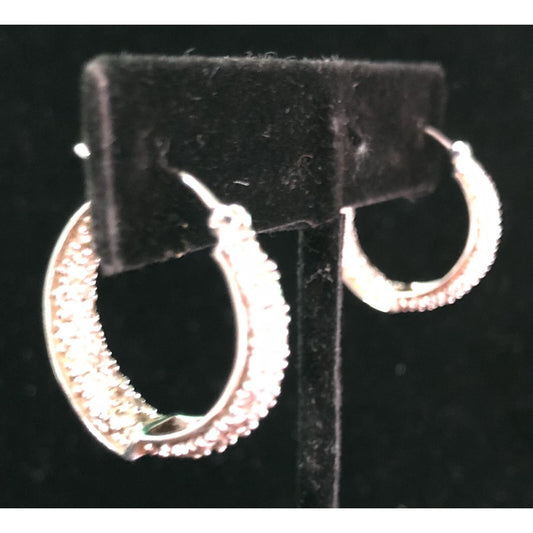 Vintage Sterling Silver Pave Set Rhinestone Earrings