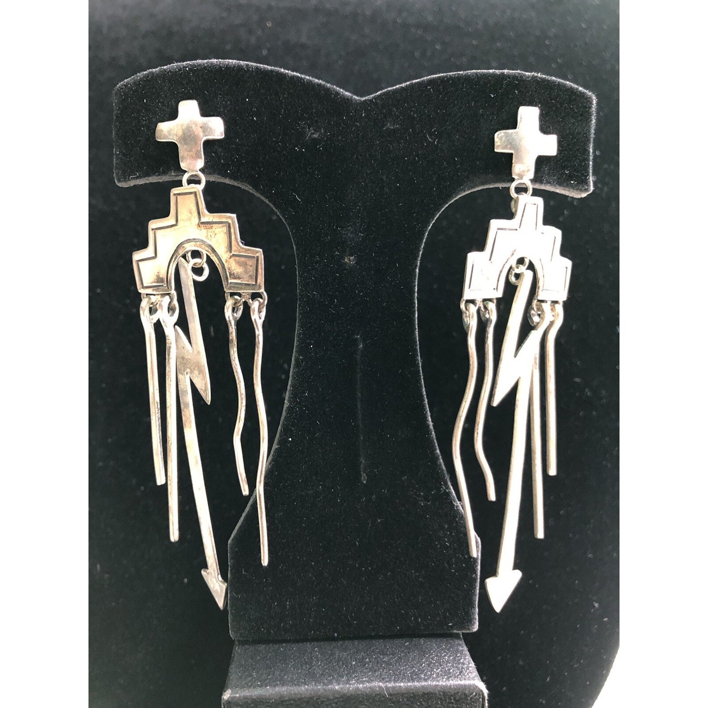 Vintage Signed Stamped Nora Nelson Navajo Sterling Pierced Earrings Native