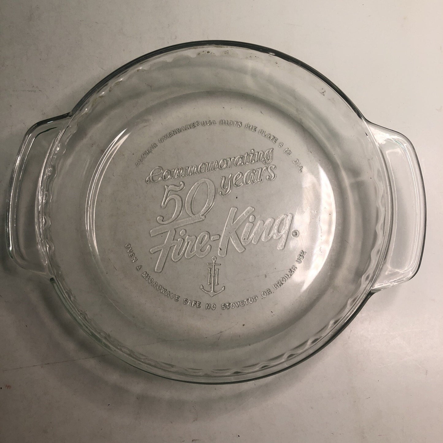 Fire King 50th Anniversary Anchor Hocking 9" Pie Baker Dish Recipe Plate