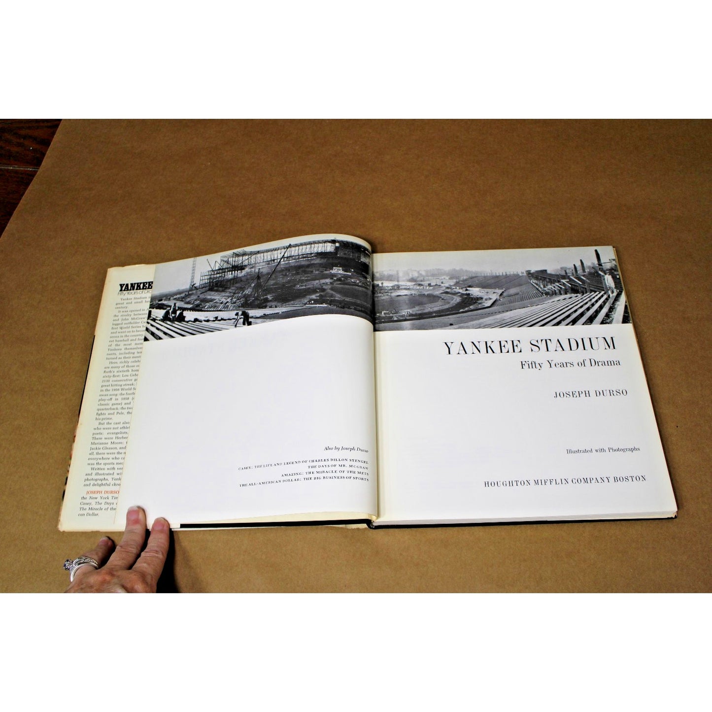Yankee Stadium: Fifty Years of Drama, Jospeh Durso, 1972 2nd Printing, VG+