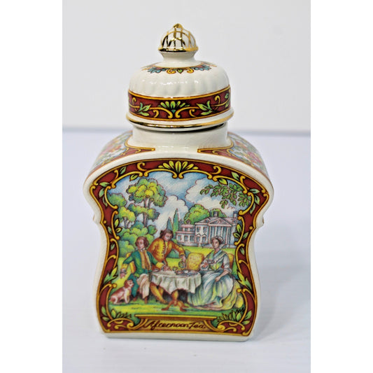 Vintage James Sadler Staffordshire England Afternoon Tea Caddy w/ Lid Porcelain