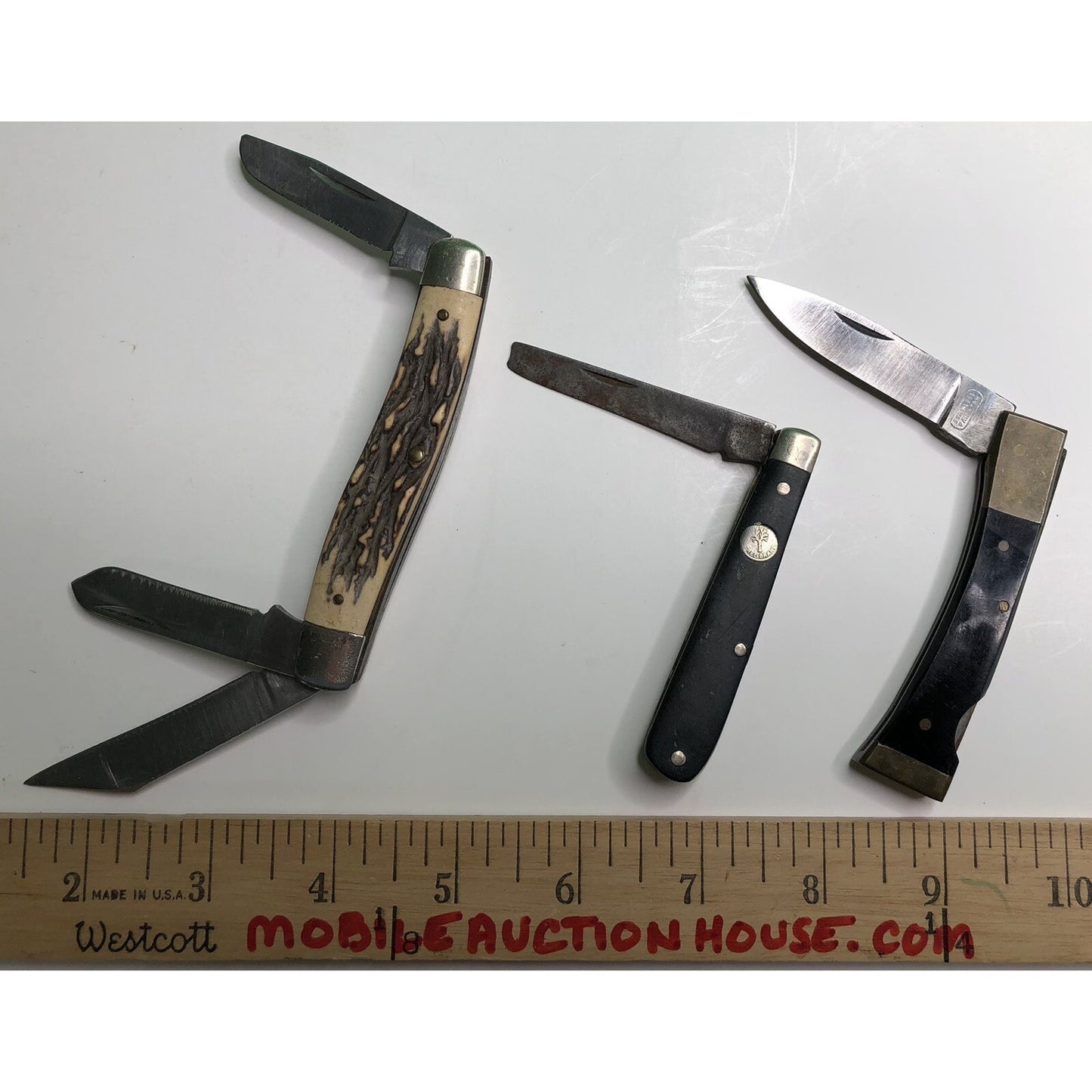 Lot Of 3 Vintage Pocket Knives Schrade Tree Brand Pakistan Some Damage Read All