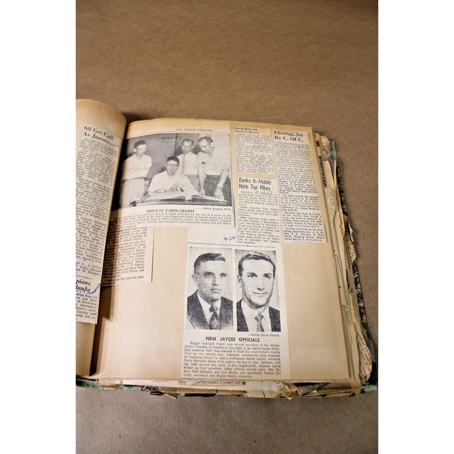 Vintage 1957 Mobile, AL Scrapbook Featuring Sports, Mardi Gras, Business News