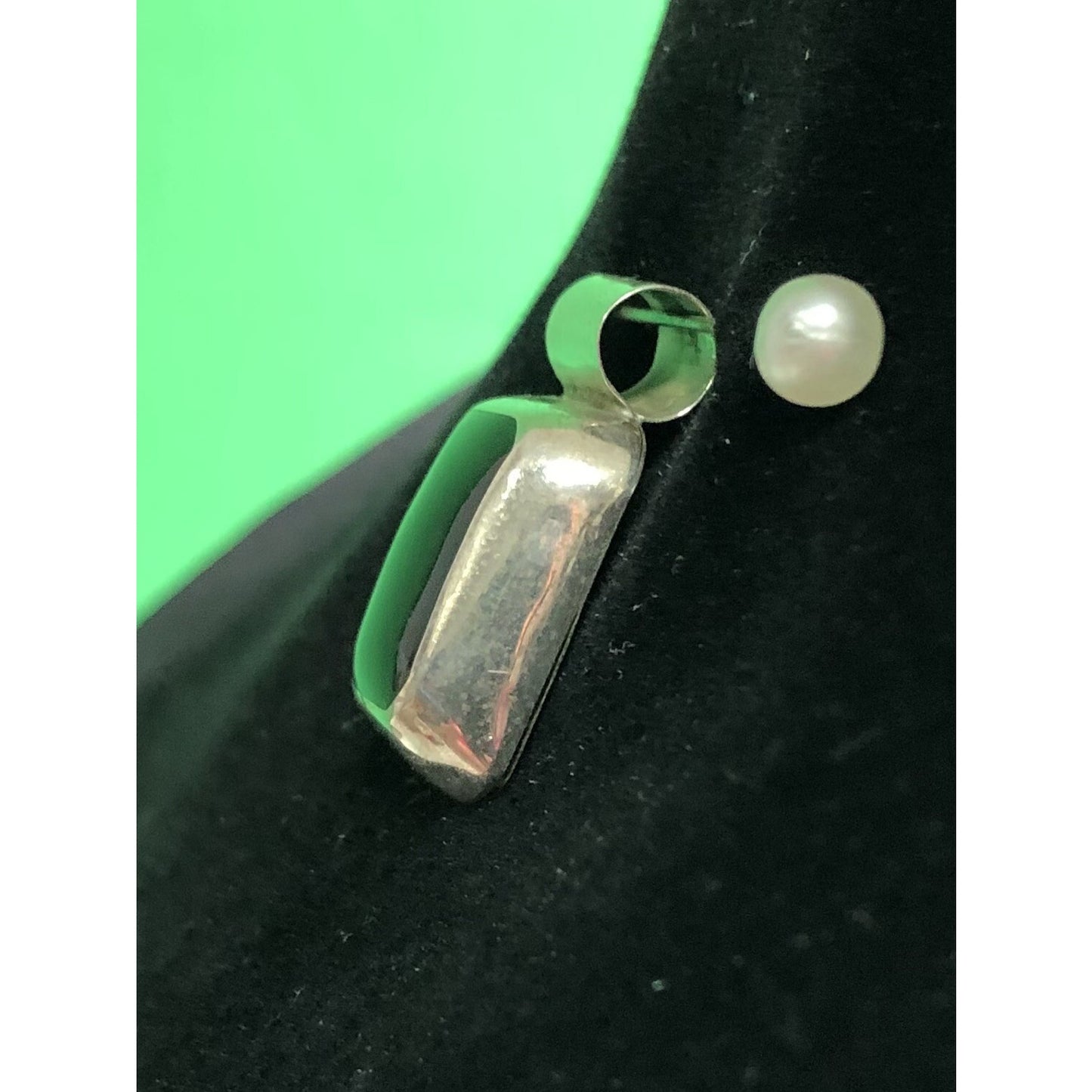 Vintage Black Onyx & Sterling Silver Pendant Mexico 925