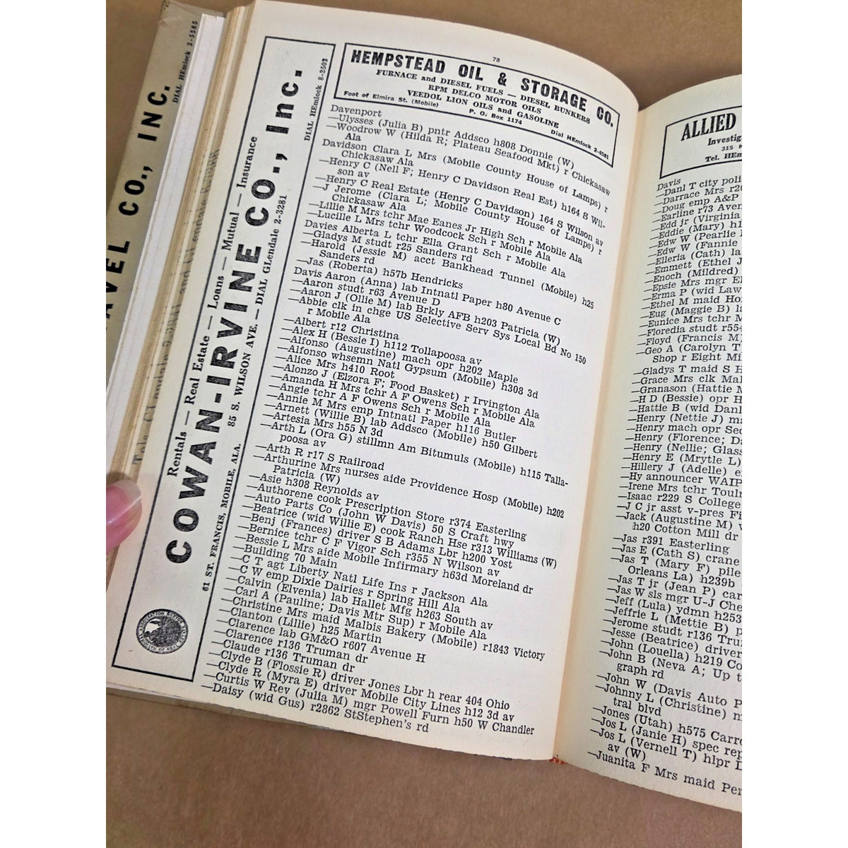 1956 Polk’s Prichard Alabama City Directory - Vintage Mobile County History