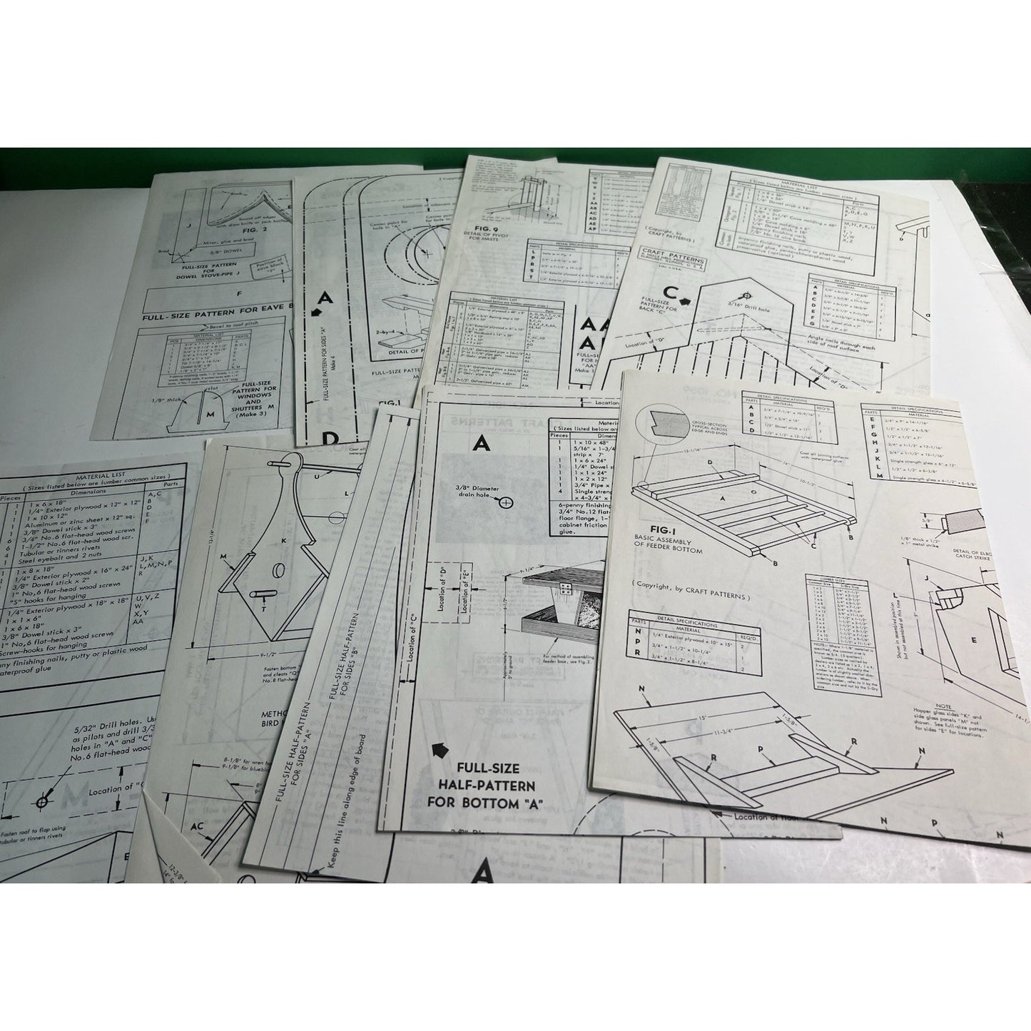 Lot Of 9 Bird House Plans Full Size Craft Patterns Instructions Project List