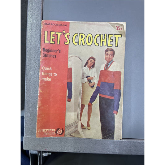 Vintage "Let's Crochet" Beginner’s Stitches Star Book No.209 Paperback 35 Pages