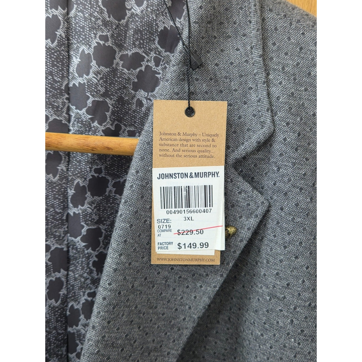 NWT Johnston & Murphy Blazer Jacket 3XL Gray Textured Knit Sport Coat Big Tall