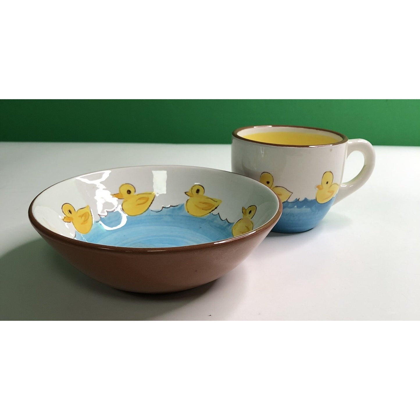Vintage STANGL POTTERY Little Quackers 5.5 Inch Bowl & Cup #4046 Trenton NJ Duck