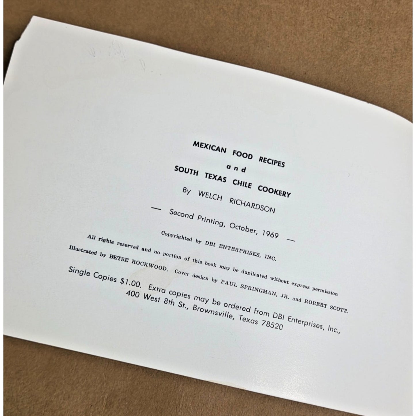 1969 Vintage Mexican Food Recipes & South Texas Chile Cookery Cookbook Pan Am
