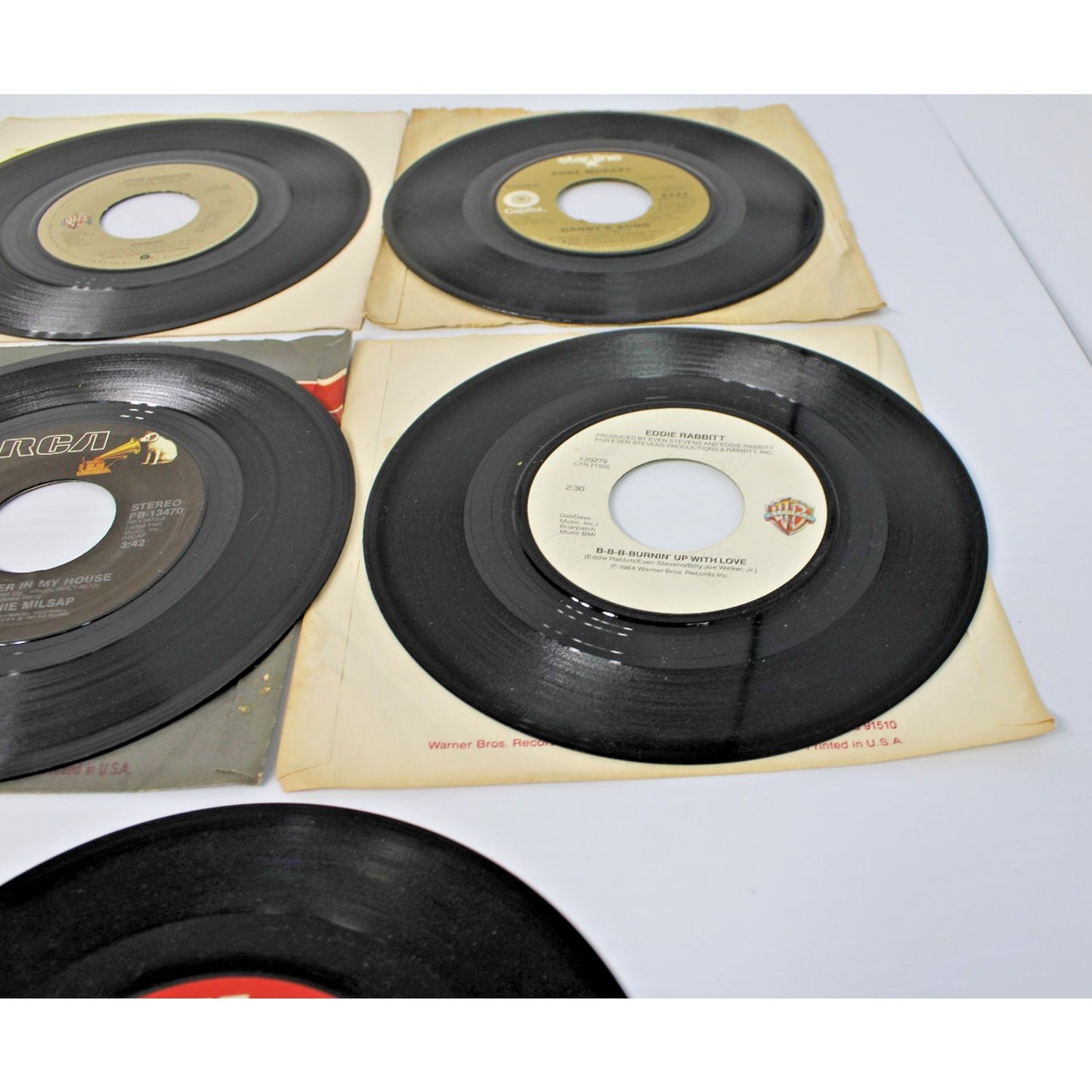 Lot of 8 Country 7" 45 RPM, 70s-80s Kenny Rogers, Charlie Rich, Don Williams- EX