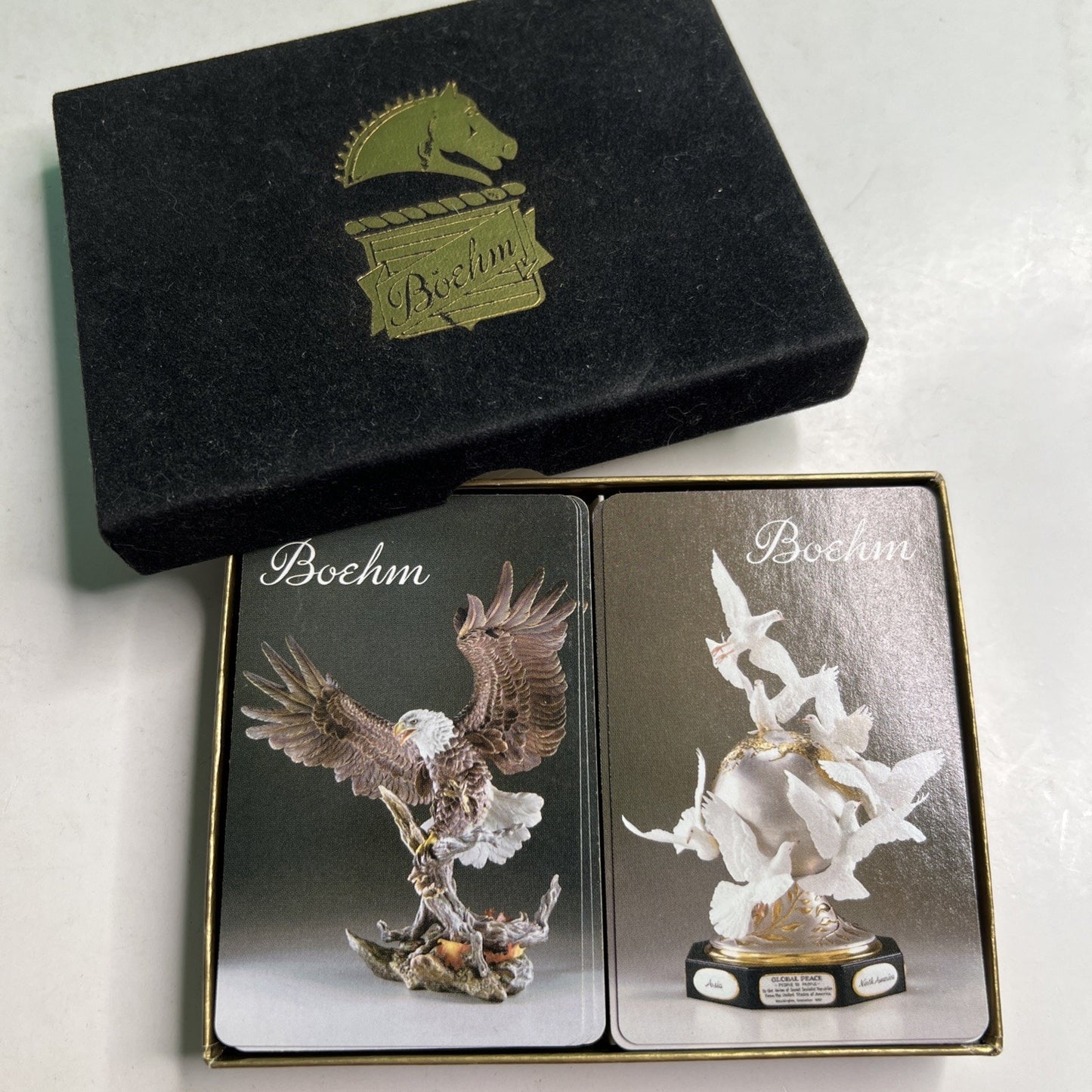 Boehm Playing Cards Porcelain Figurines Eagles Doves 2 Decks By Gemaco