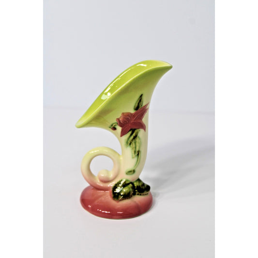 Vintage Hull Pottery "Woodland" High Gloss Cornucopia Vase W2-5 1/2 Inches