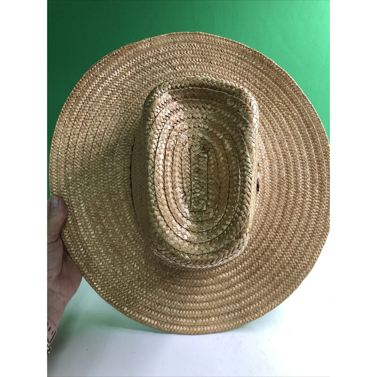 Vtg Stomper Western Style Cowboy Cowgirl Hat Straw Tan Rodeo Farm Made in Italy