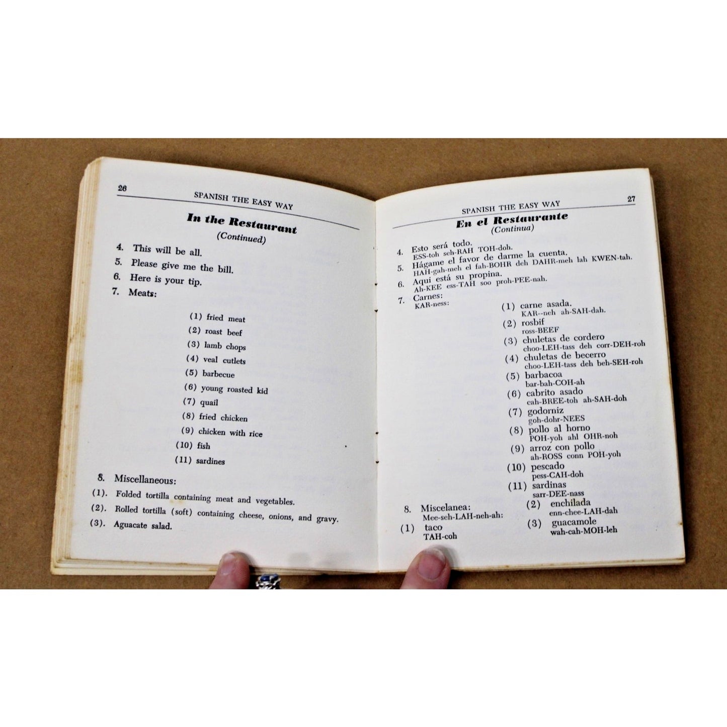 Vintage 1954 "Spanish The Easy Way" Mexico Tourist Guide Mini Book 3rd Edition