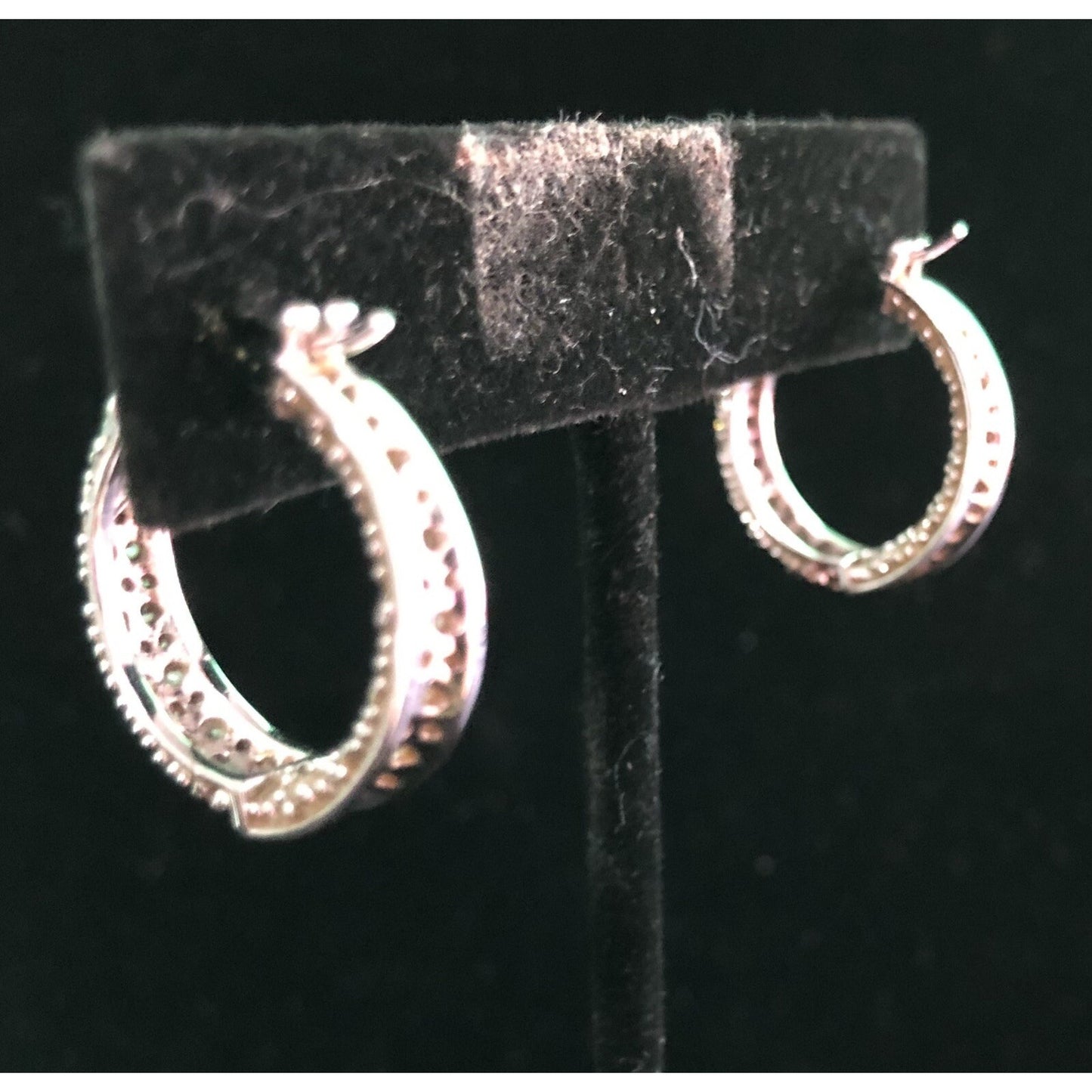 Vintage Sterling Silver Pave Set Rhinestone Earrings