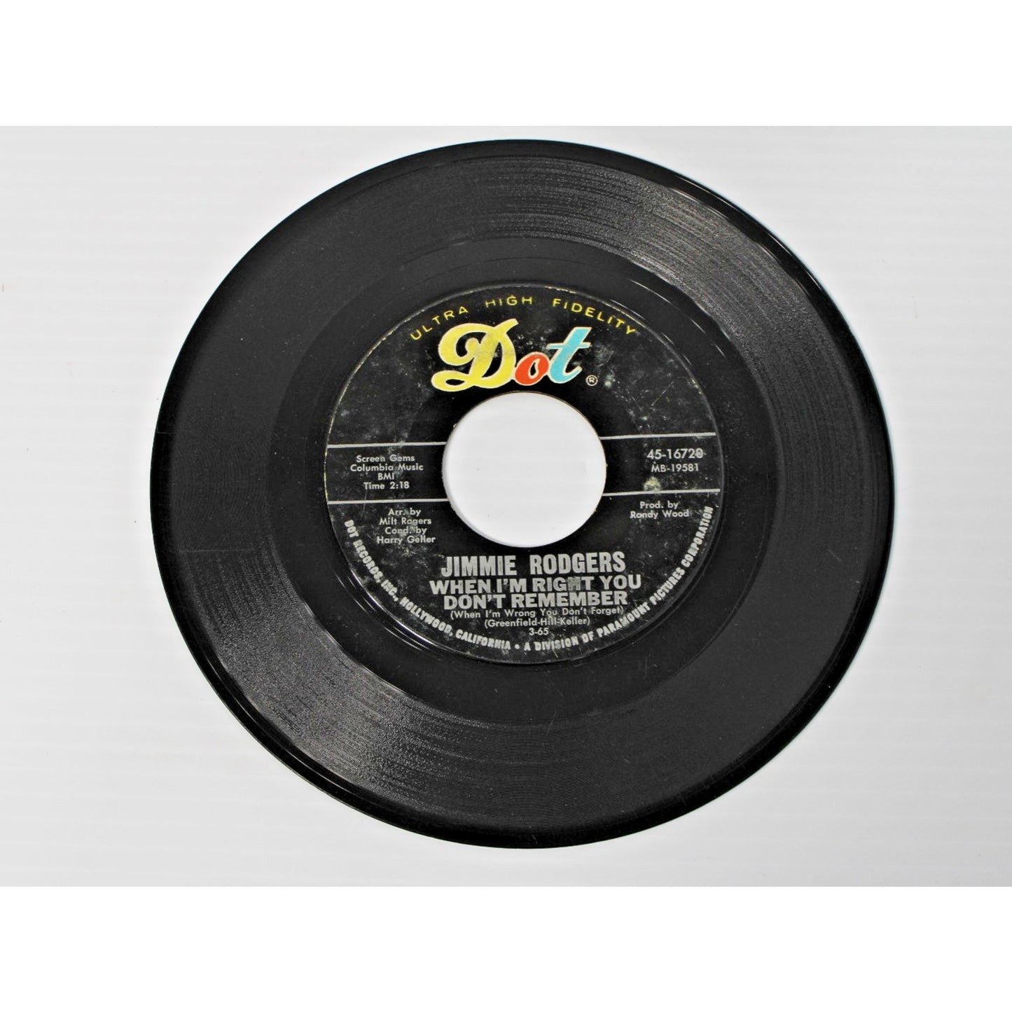 Jimmie Rodgers- Careless Love/ When I'm Right You Don't Remember- 45 rpm- VG+