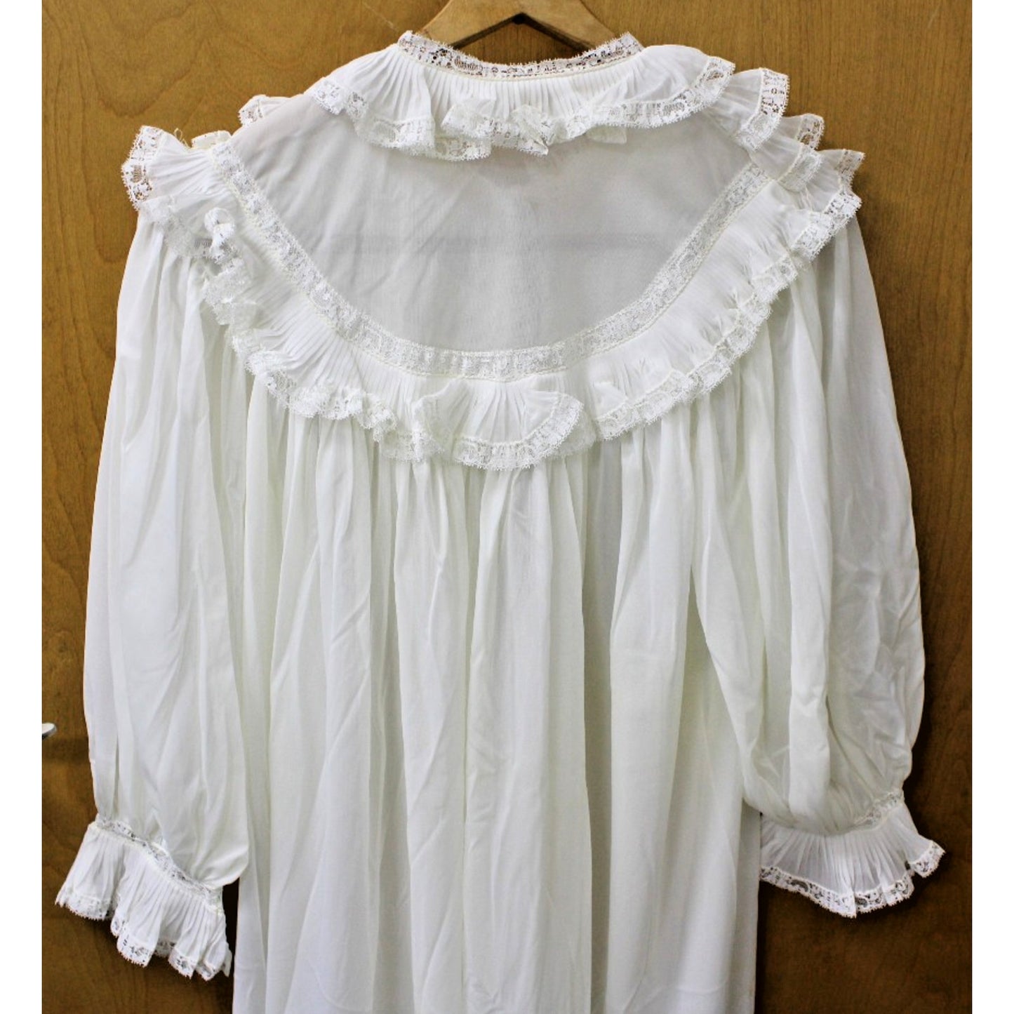 Vintage Nylon Babydoll Peignoir Robe White Lace, Small, San Souci, Pinup Trad.