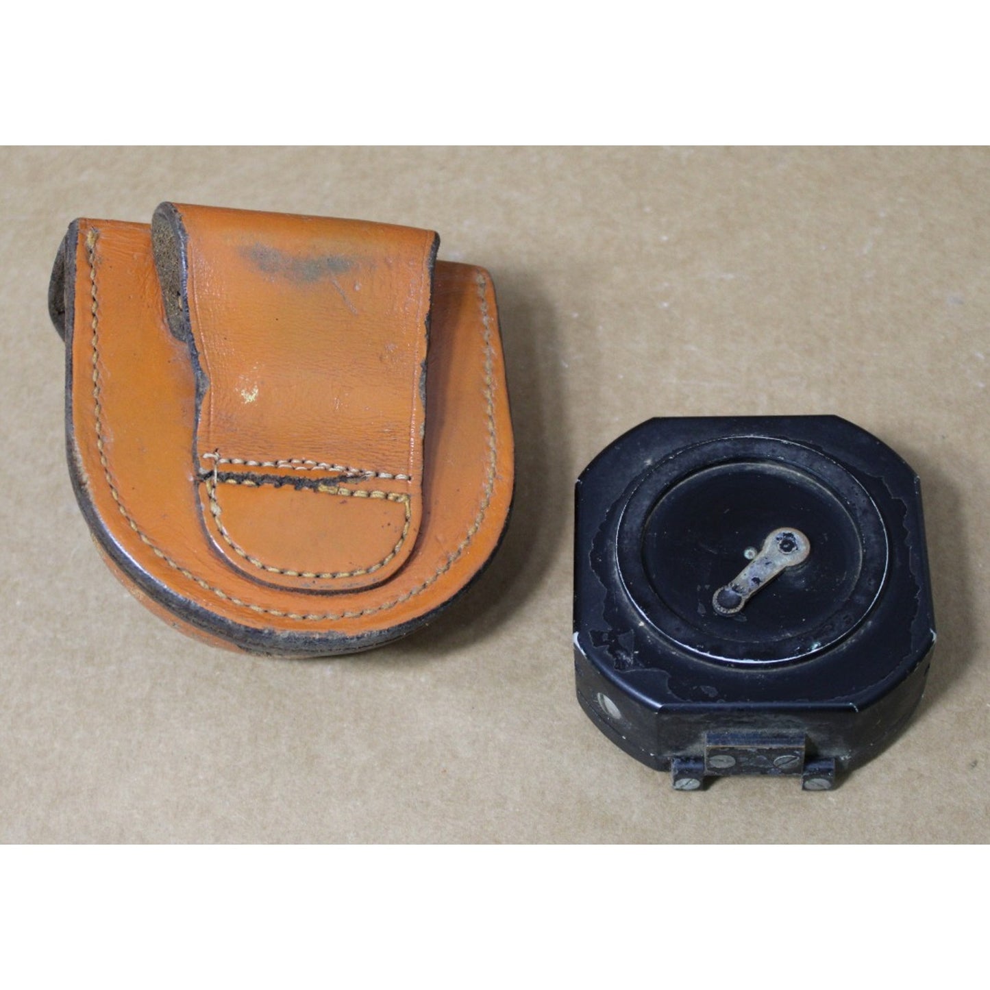 US Civil Engineer Corps Handheld Compass & Leather Case, Keuffel & Esser Co.