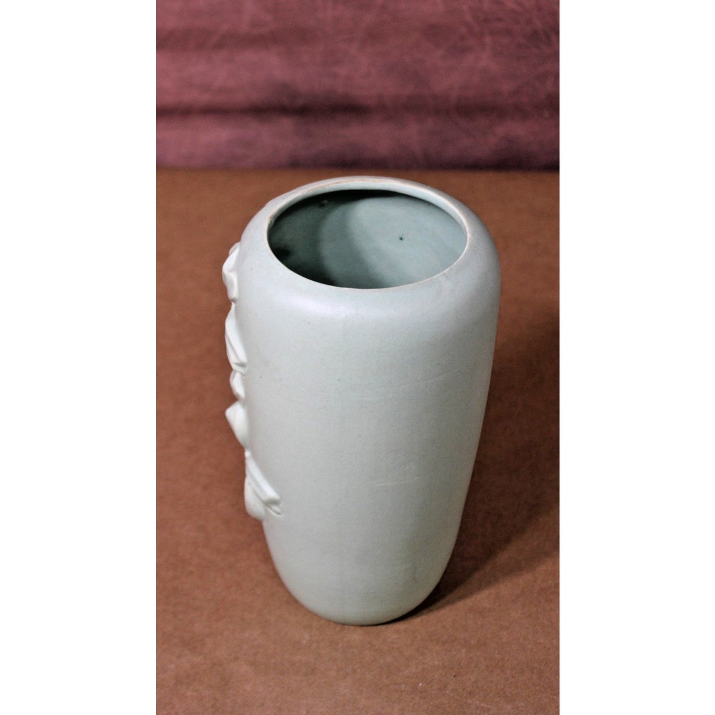 Vintage Haeger Dogwood Vase, Matte Green Raised Relief, 75th Anniversary, 8" H