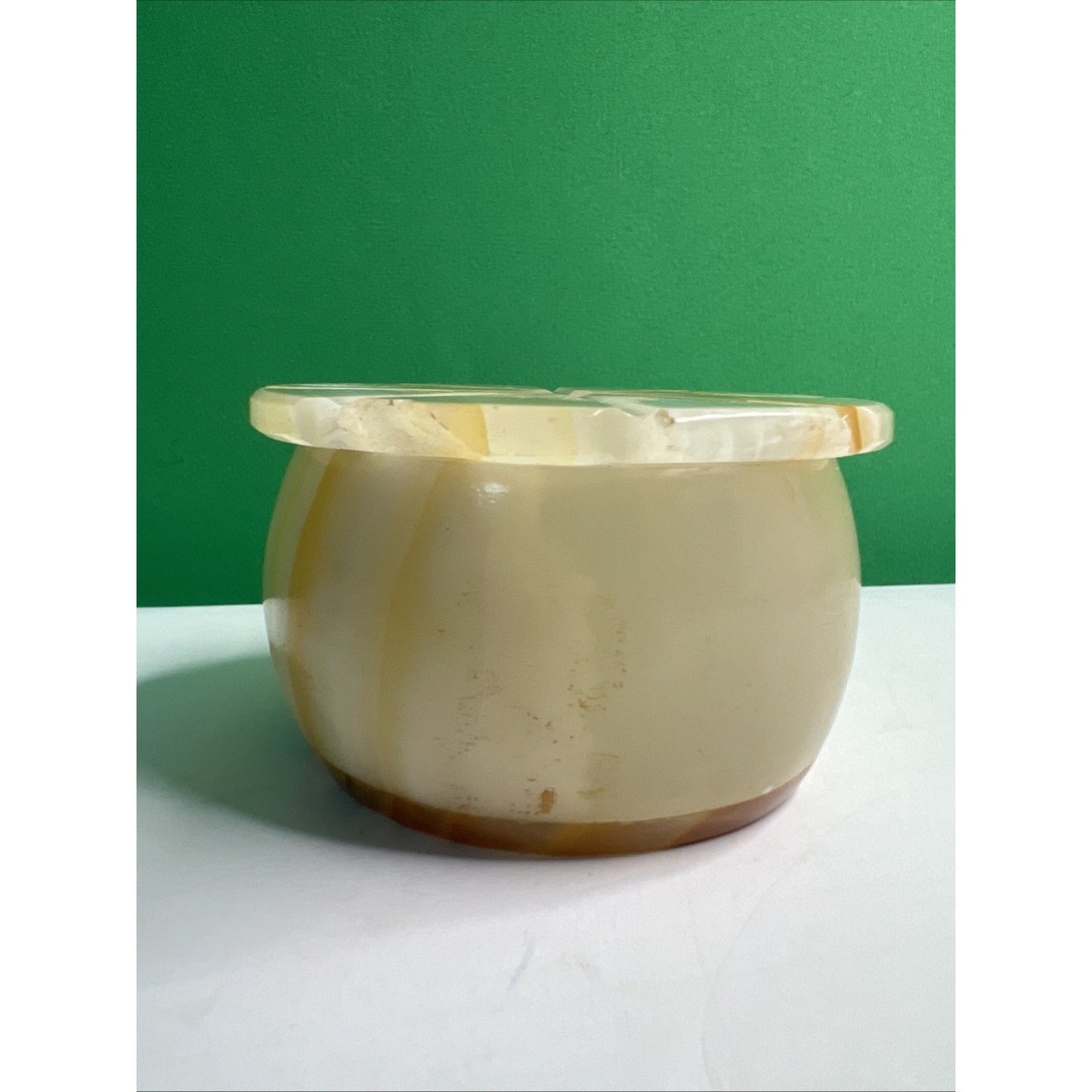 Carved Soapstone Small Box Round Trinket Vanity Natural Stone with Lid