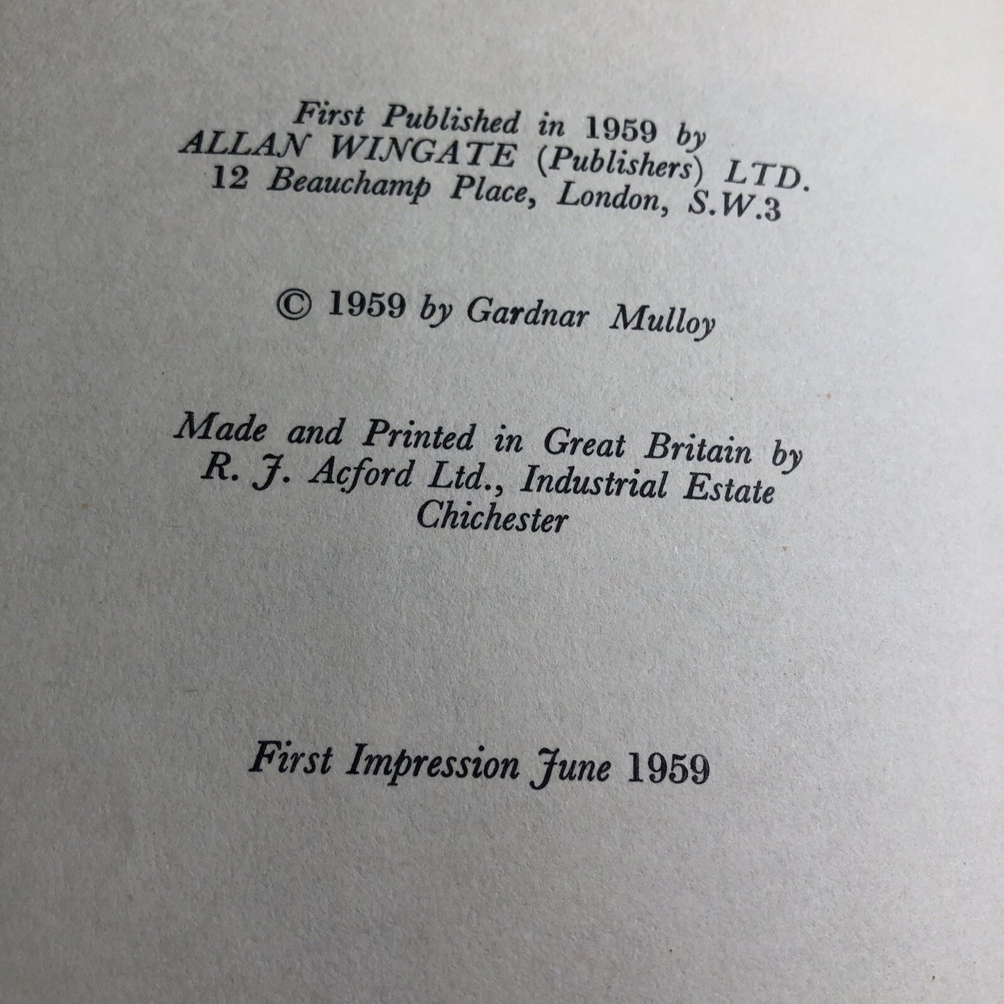 Gardnar Mulloy Advantage Striker Hardcover Dust Jacket 1959 1st Edition