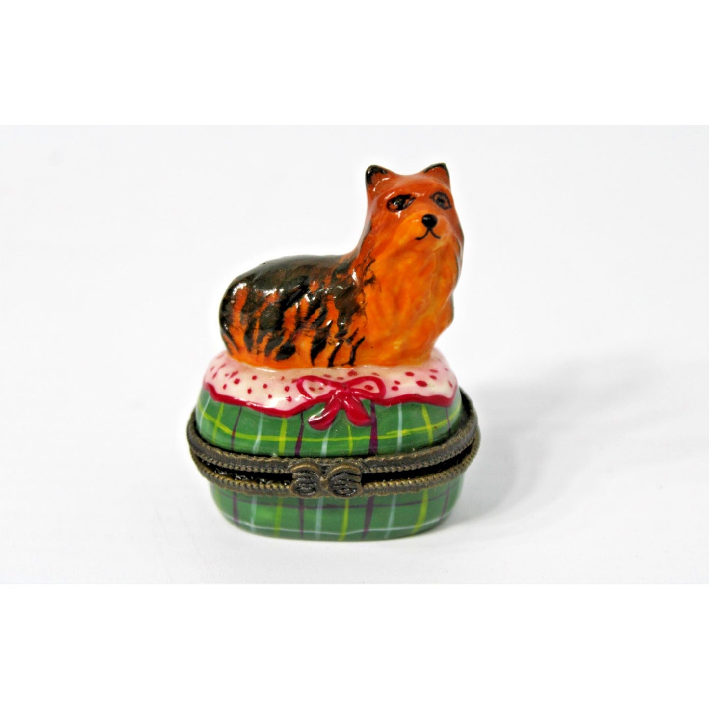 Limoges Petit Main Yorkie Yorkshire Terrier Dog Hand Painted Vintage Trinket Box