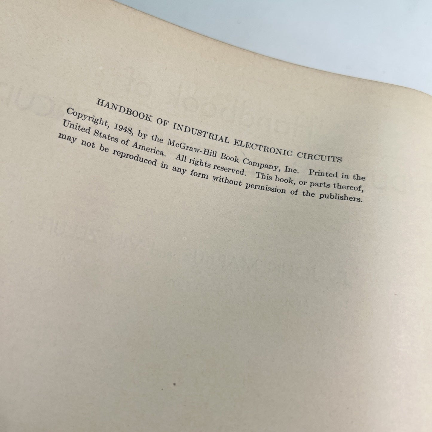 Vintage Handbook of Industrial Electronic Circuits Marcus & Zeluff 1948 1st Ed