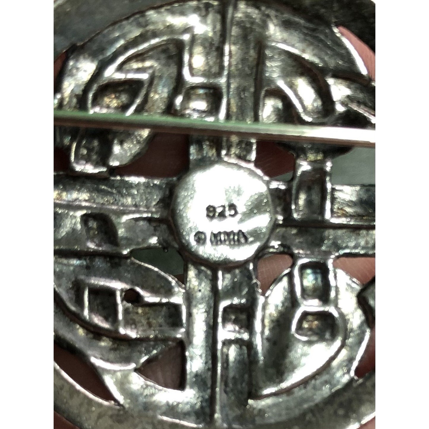 Metropolitan Museum Of Art Silver Brooch MMA Irish Celtic Pin with Garnet Stone