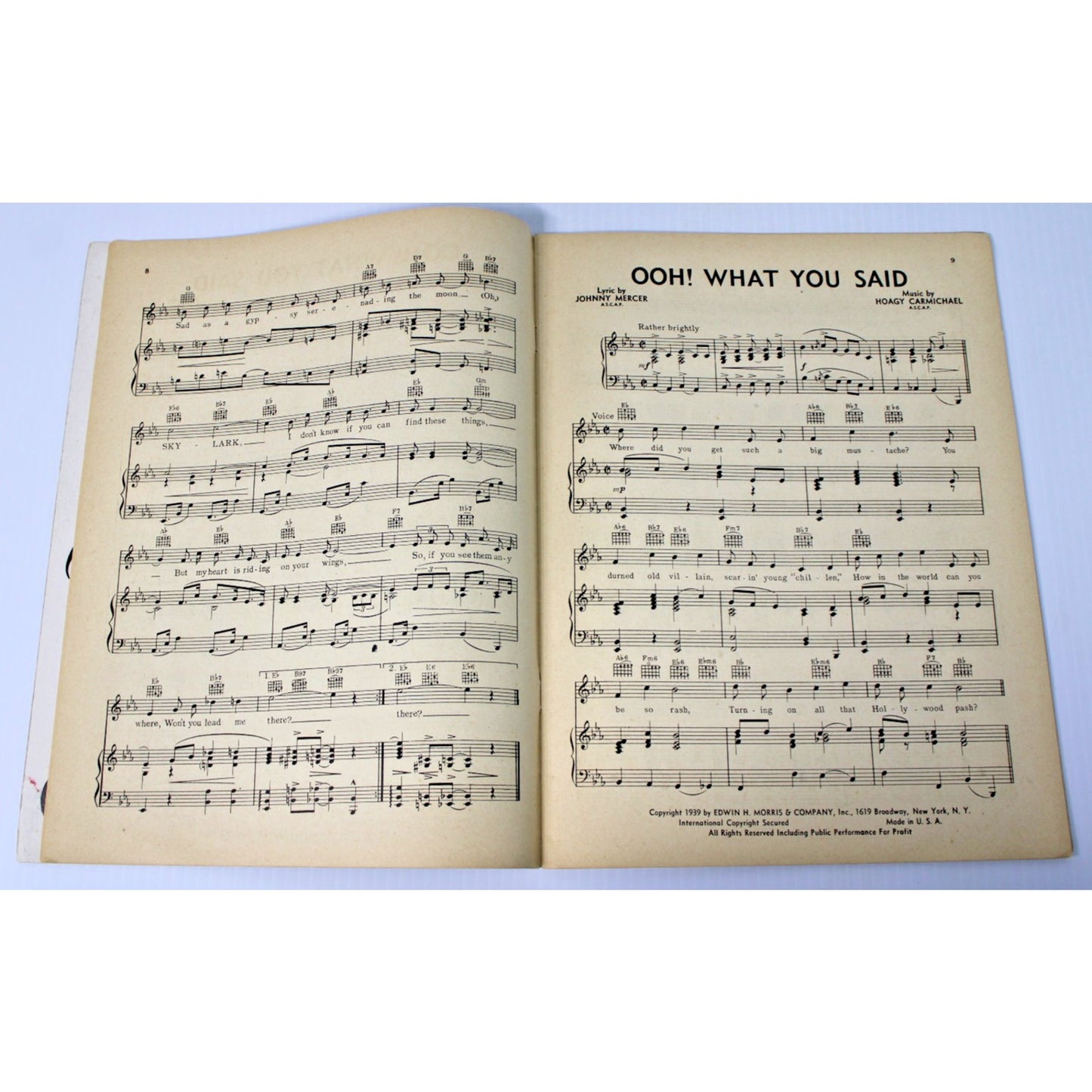 1944 Edwin Morris Piano Sheet Music Songbook: Johnny Mercer's Music Shop
