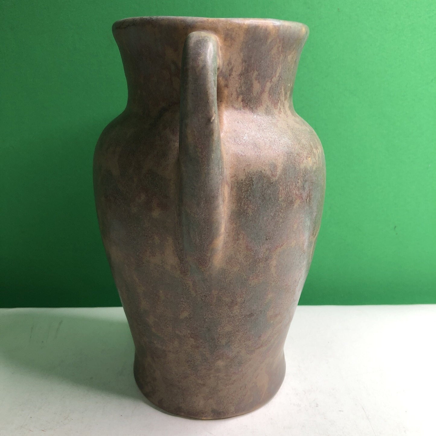 Brush McCoy 1930s Vintage Art Deco Pottery Mottled Brown Ceramic Vase