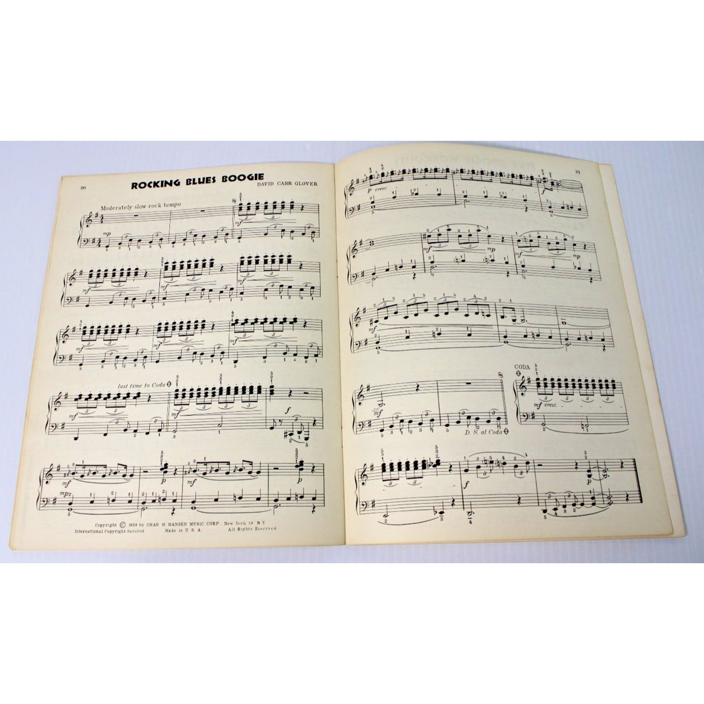 Vintage 1958 Piano Instruction- Boogie Woogie and How to Play It: Book 1- Glover