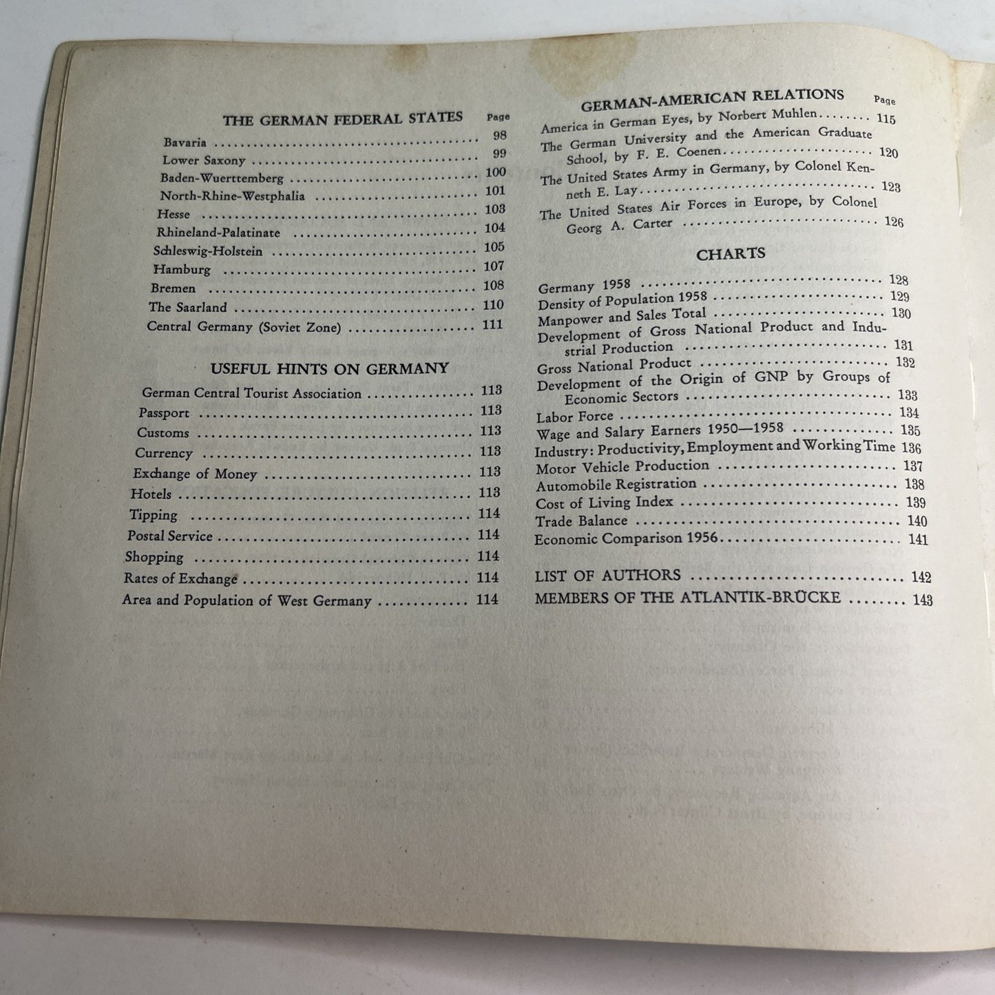 MEET GERMANY ATLANTIK-BRUCKE MAY 1959 Atlantik-Brücke PB Sixth Revised Edition