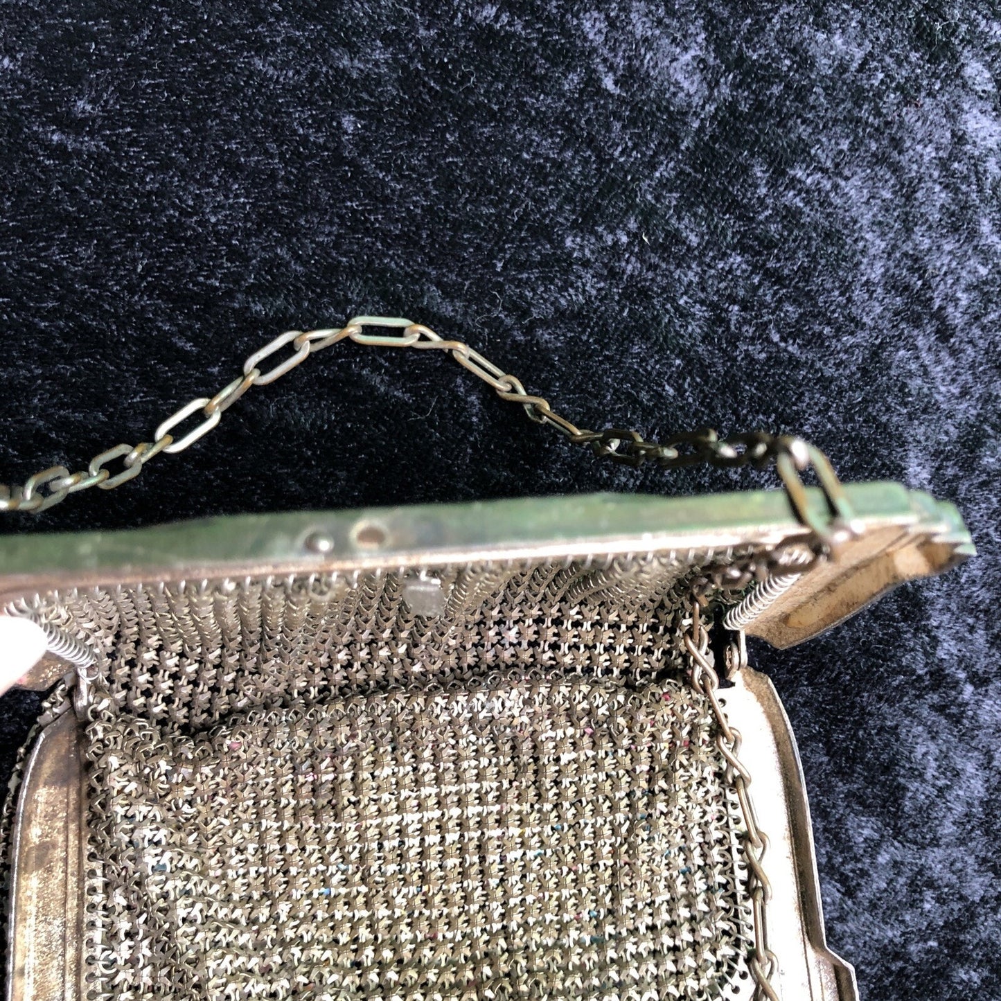 Vintage Antique Whiting & Davis Mesh Enameled Purse Deco Nouveau Imperfect