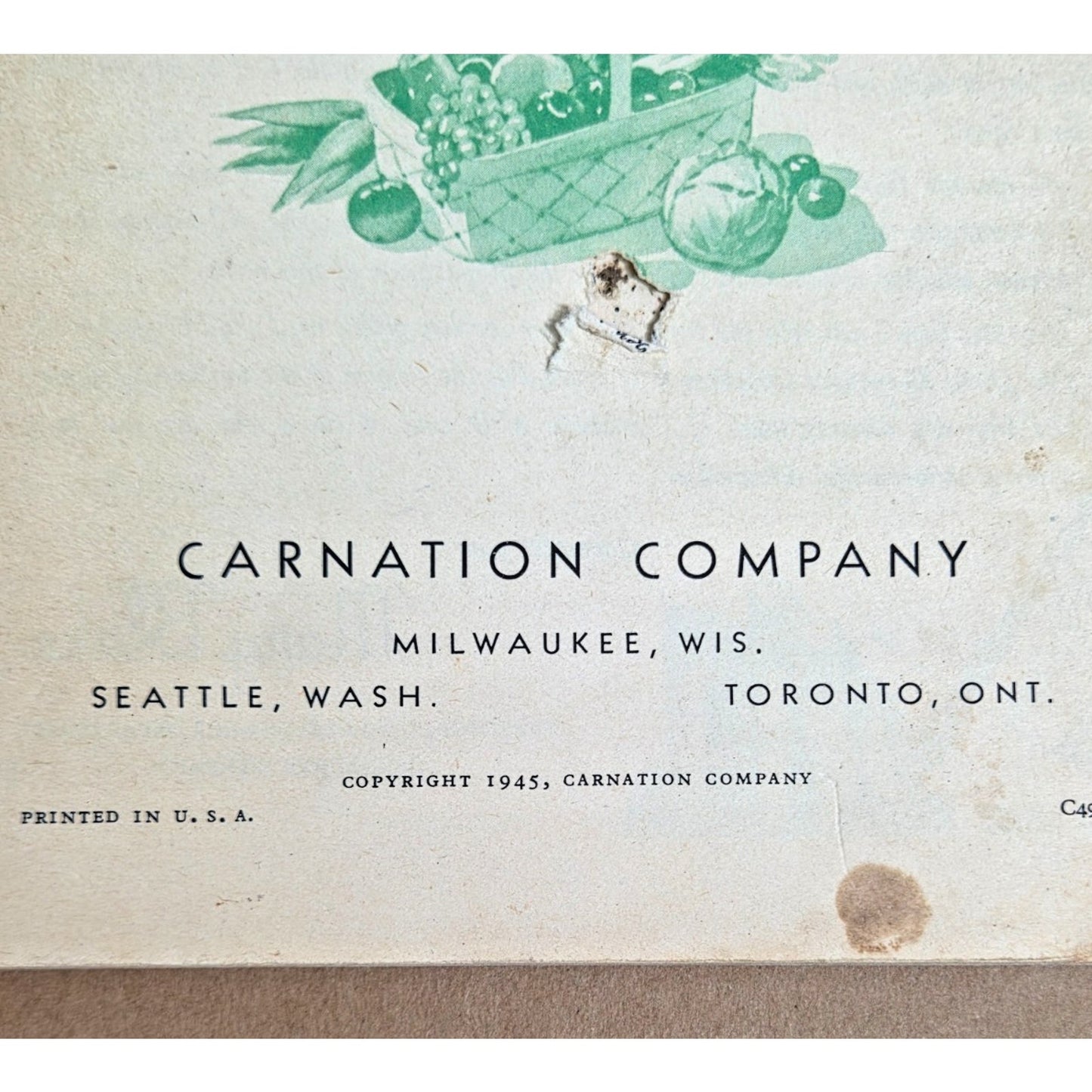 Rare Vintage 1945 Carnation Cook Book by Mary Blake - Mid-Century Ephemera